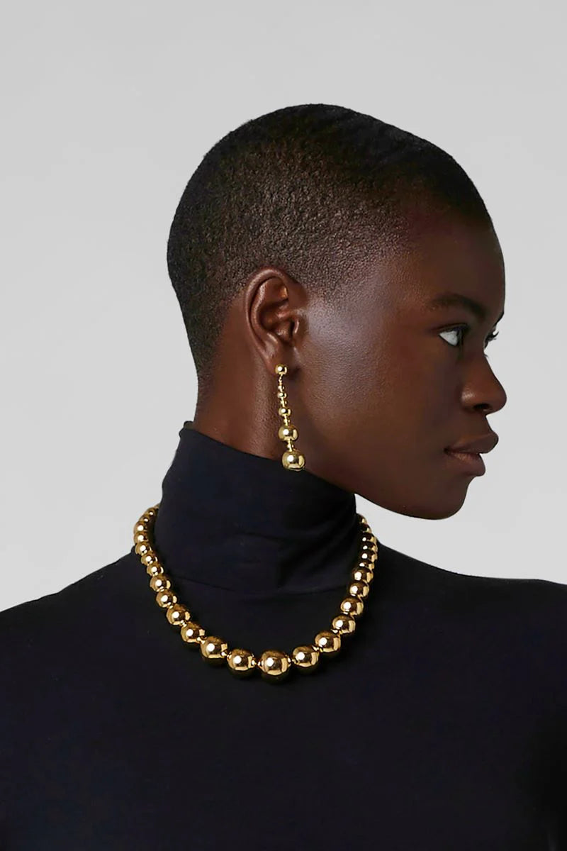 Jasper Conran "Gwendolyn" Long Ball Earrings in Gold