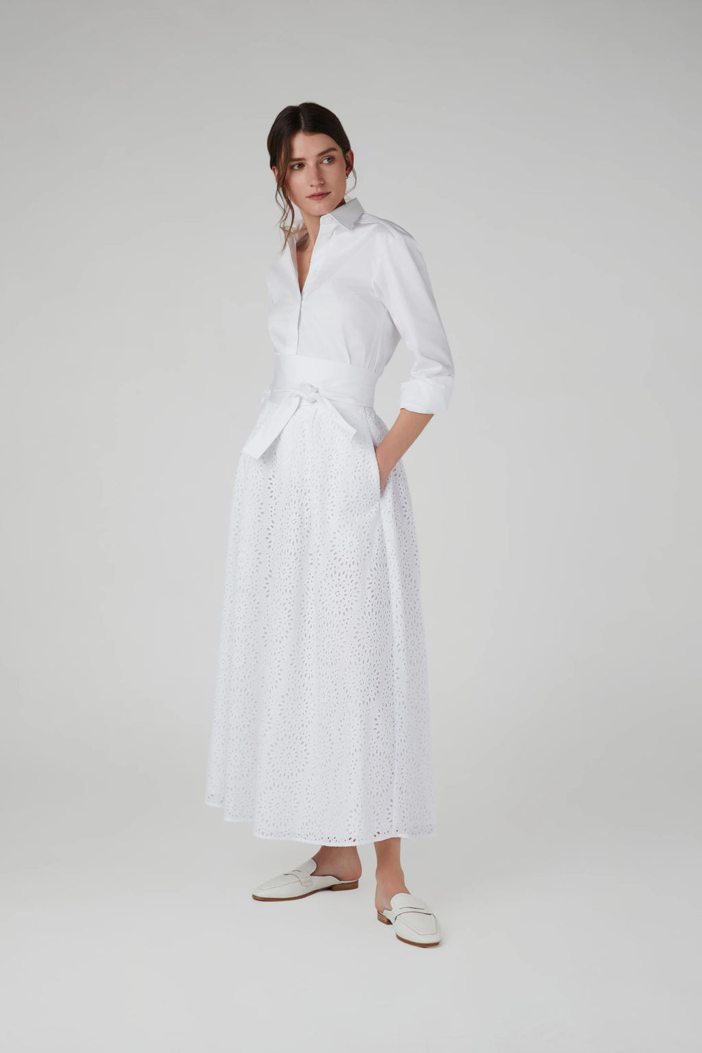 Jasper Conran "Fran" Button Through Cotton Shirt in White