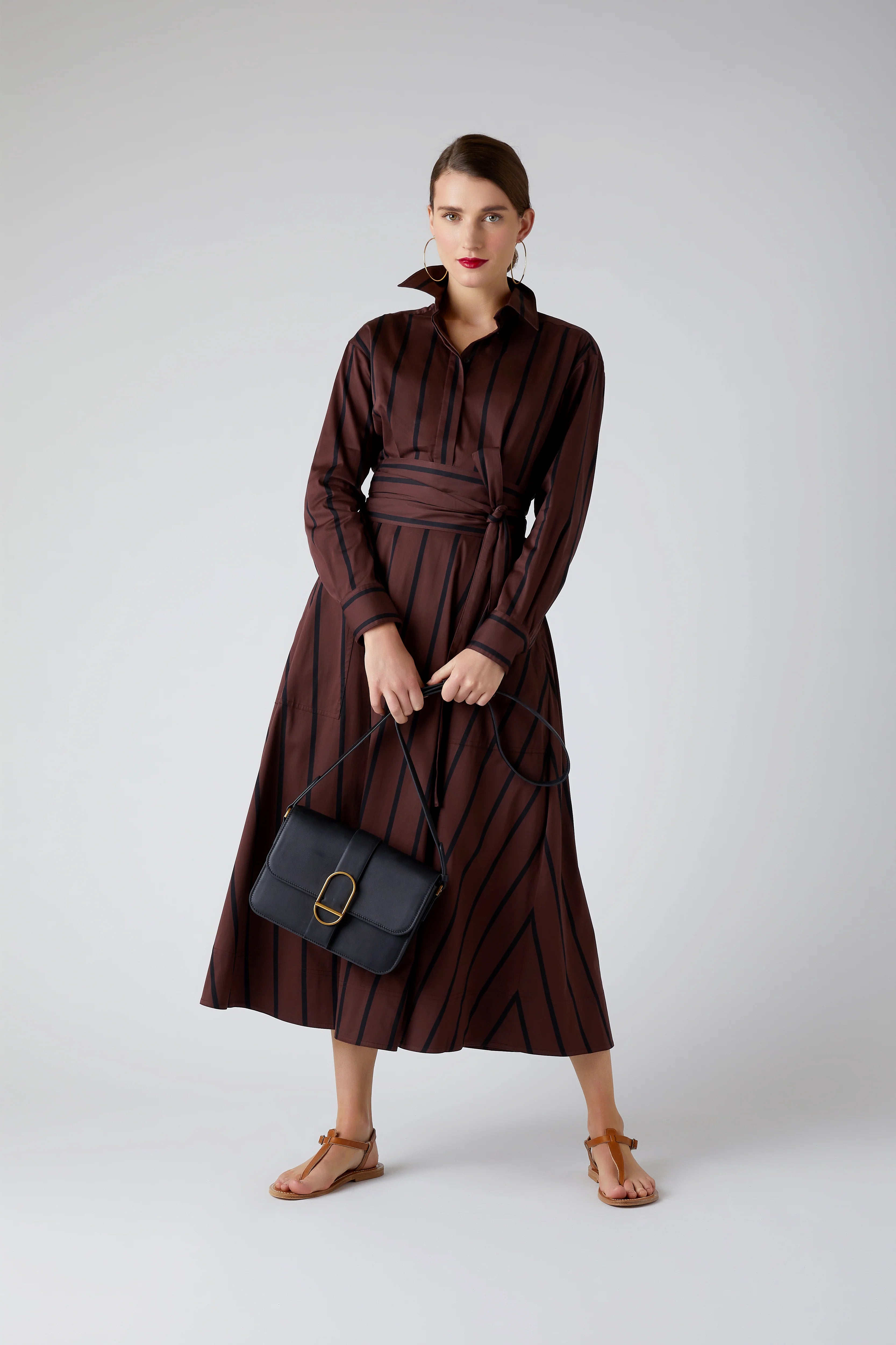 Jasper Conran "Beatrix" Flap Over Leather Cross Body in Black