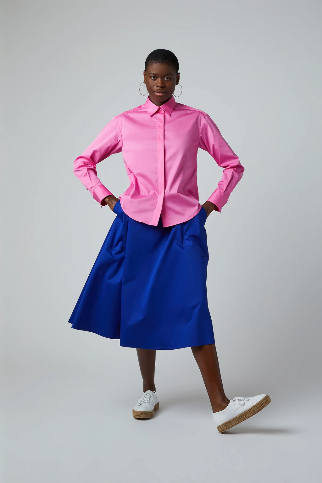 Jasper Conran "Fran" Button Through Cotton Shirt in Pink