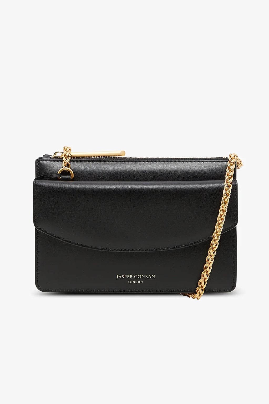 Jasper Conran "Francine" Leather Chain Clutch in Black