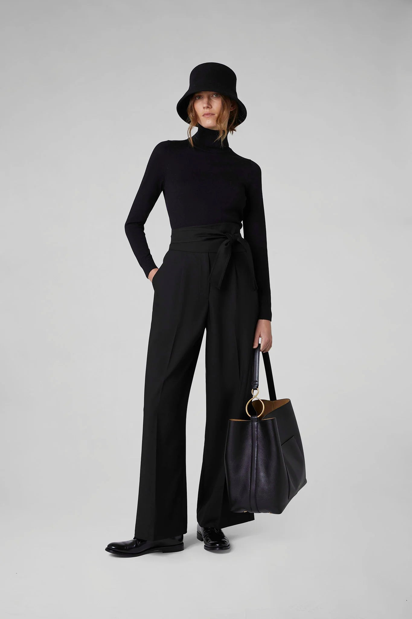 Jasper Conran "Gigi" Leather Hobo Bag in Black