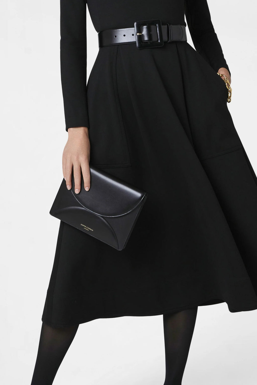 Jasper Conran "Gabriella" Leather Clutch Bag in Black