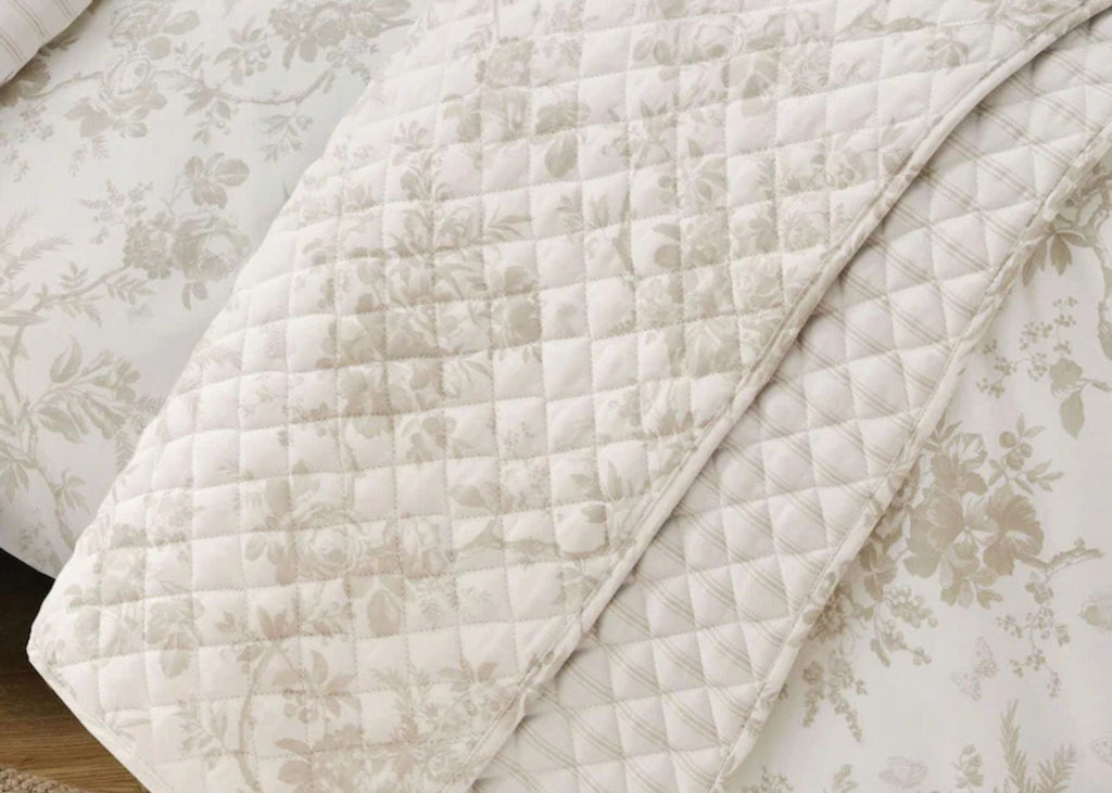Laura Ashley "Walled Garden" Quilted Bedspread in Dove Grey