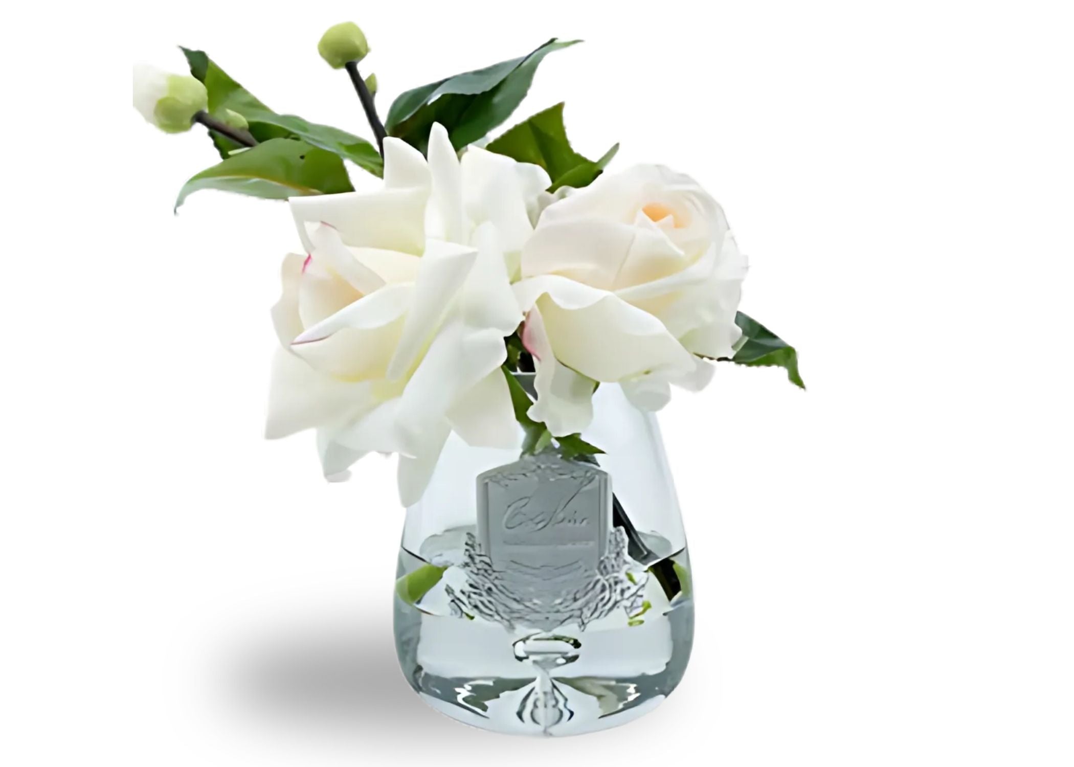 Linen Obsession"Tear Rose Bouquet" in Glass Vase – Artificial Silk Flowers