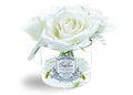 Linen Obsession "Five Rose Bouquet" in Glass Vase – 5 Artificial Silk Flowers