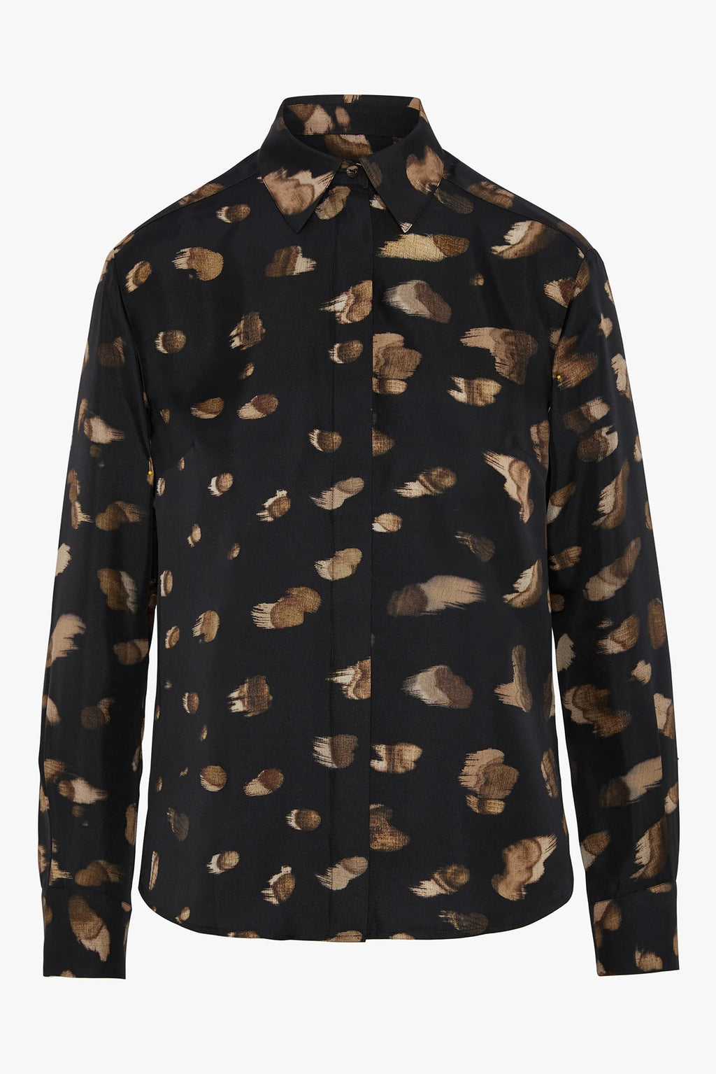 Jasper Conran "Isabella" Silk Twill Printed Shirt in Brown
