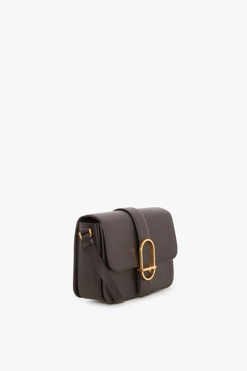 Beatrix Flap Over Leather Cross Body in Black
