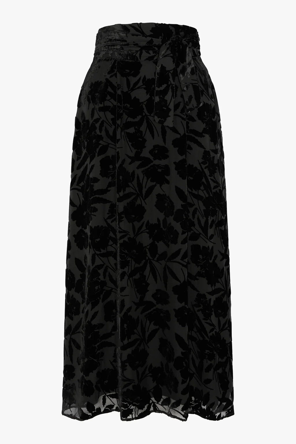 Jasper Conran "Idalia" Velvet Burn Out Skirt in Black Floral