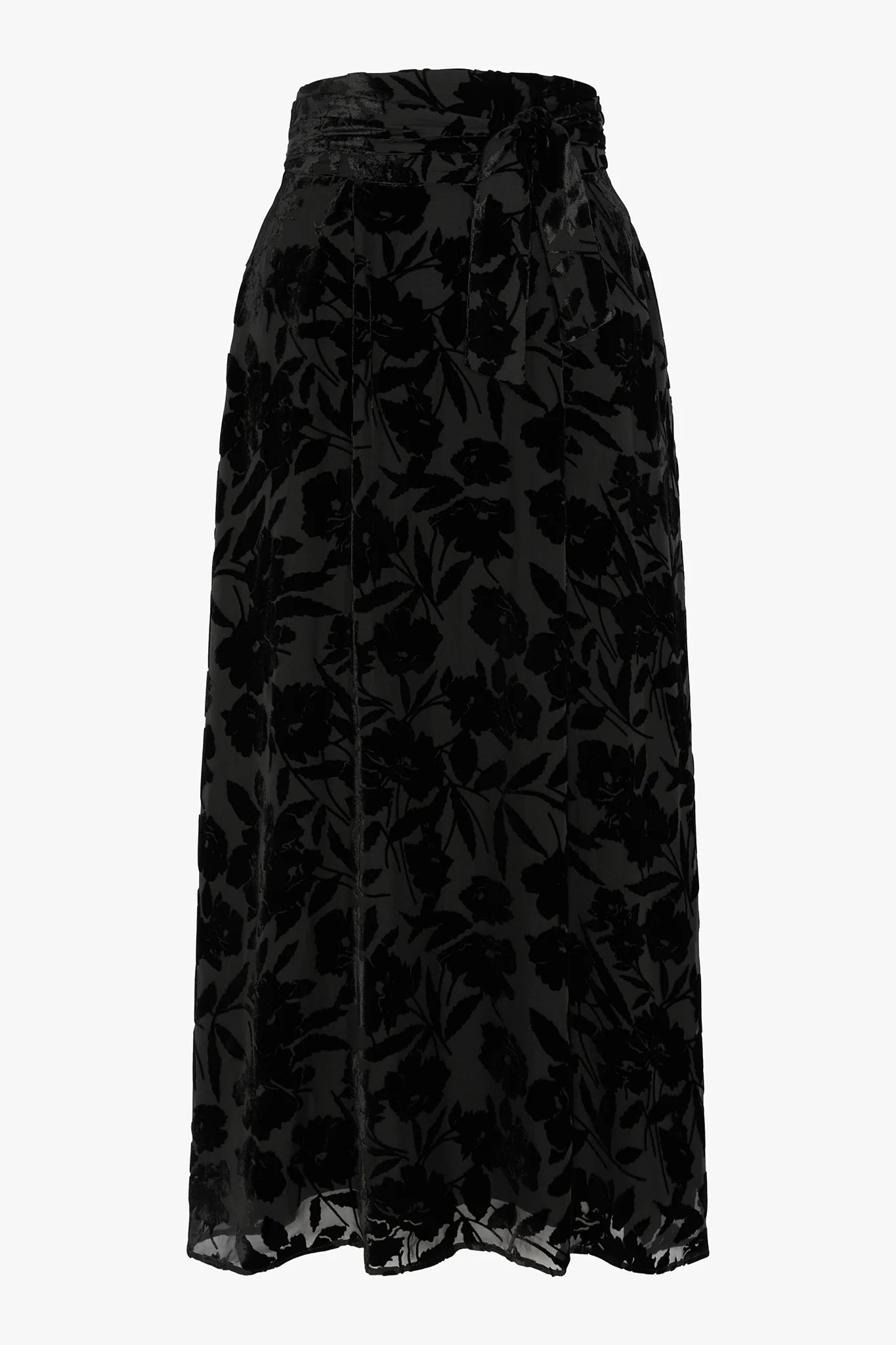 Jasper Conran "Idalia" Velvet Burn Out Skirt in Black Floral