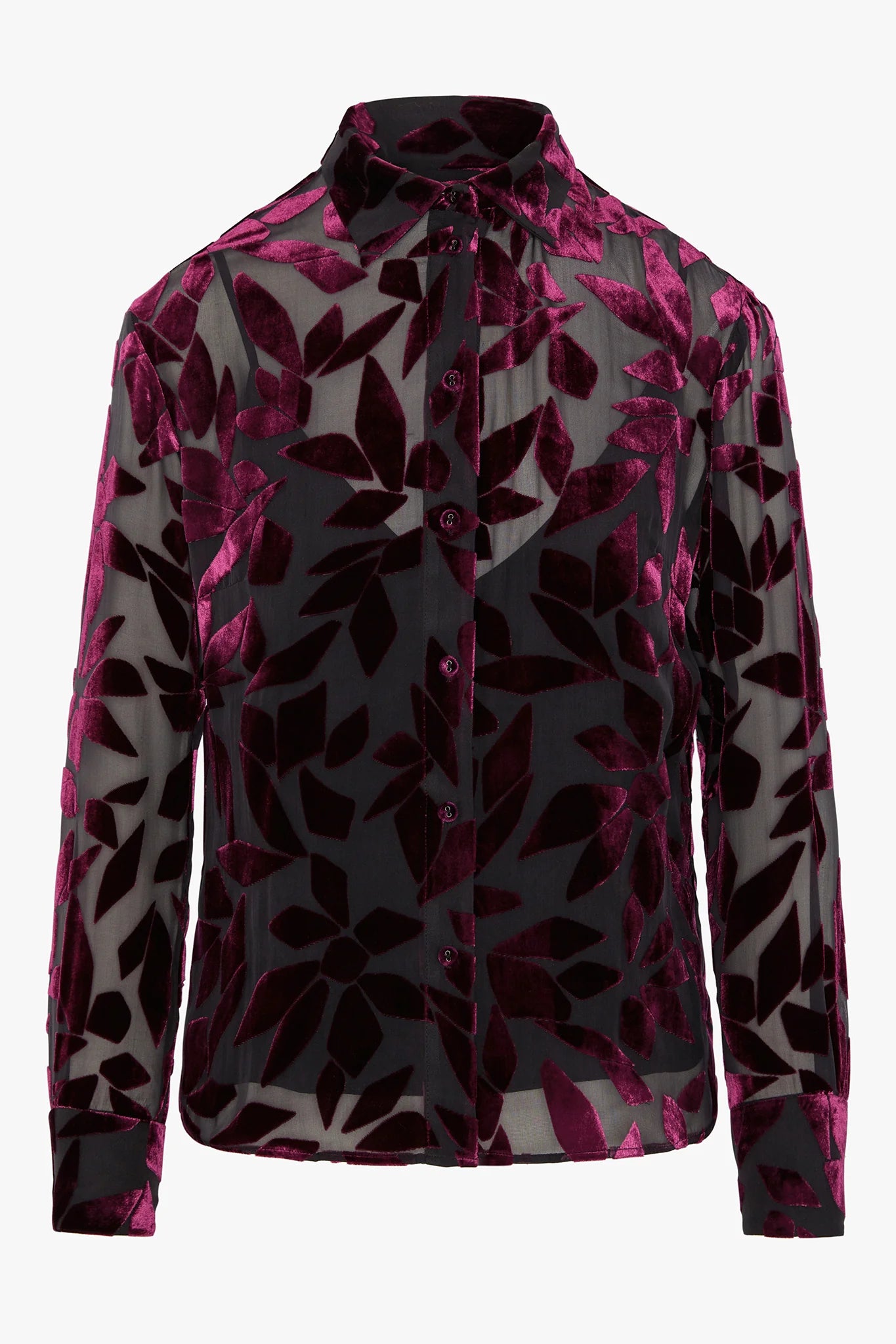 Jasper Conran "Idalia" Velvet Burn Out Shirt in Cerise Geo Pink