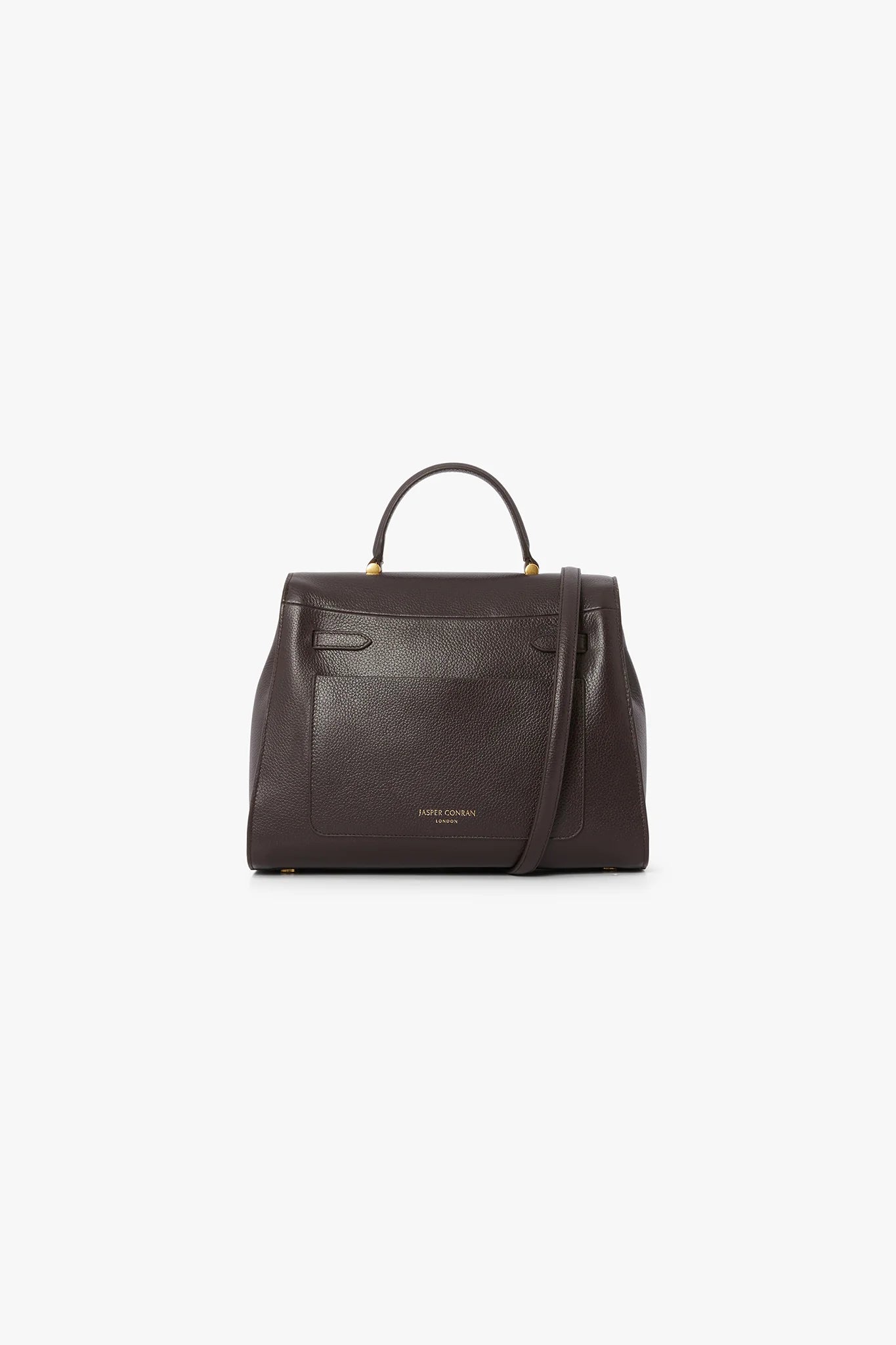Jasper Conran "Gigi" Leather Top Handle Grab Bag in Chocolate