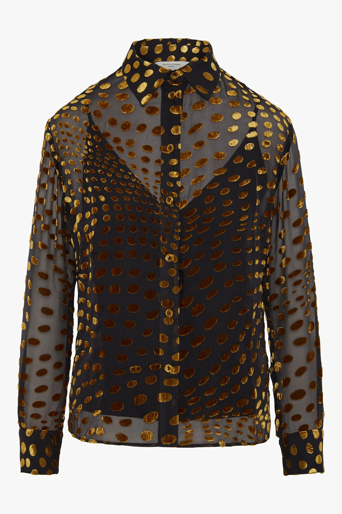 Jasper Conran "Idalia" Velvet Burn Out Shirt in Gold Spot