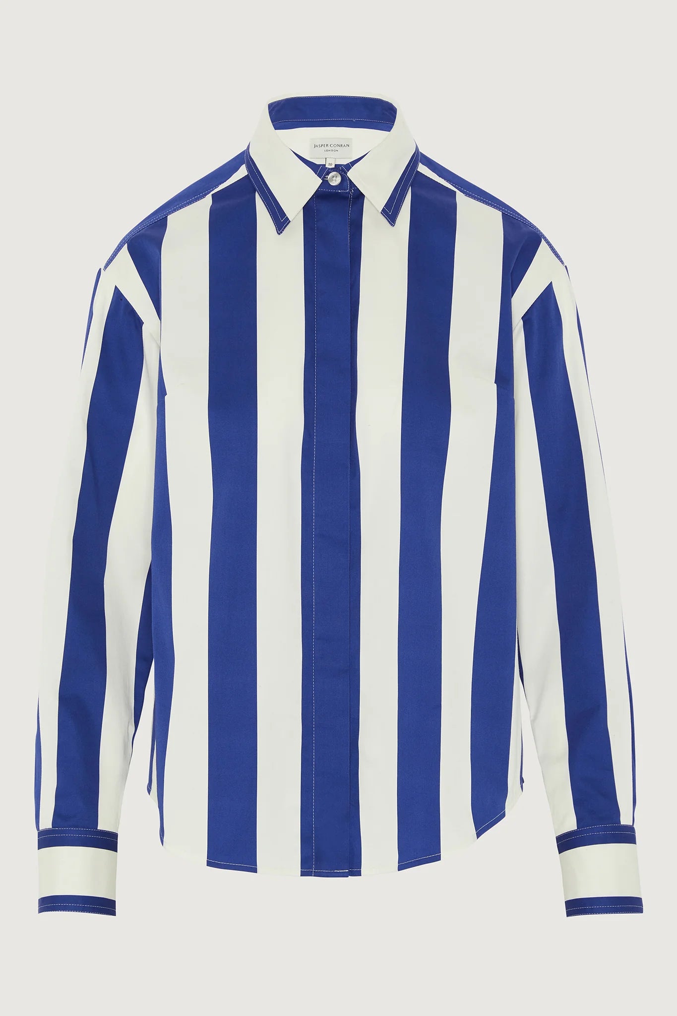 Jasper Conran "Floretta" Striped Button Through Cotton Shirt in Blue