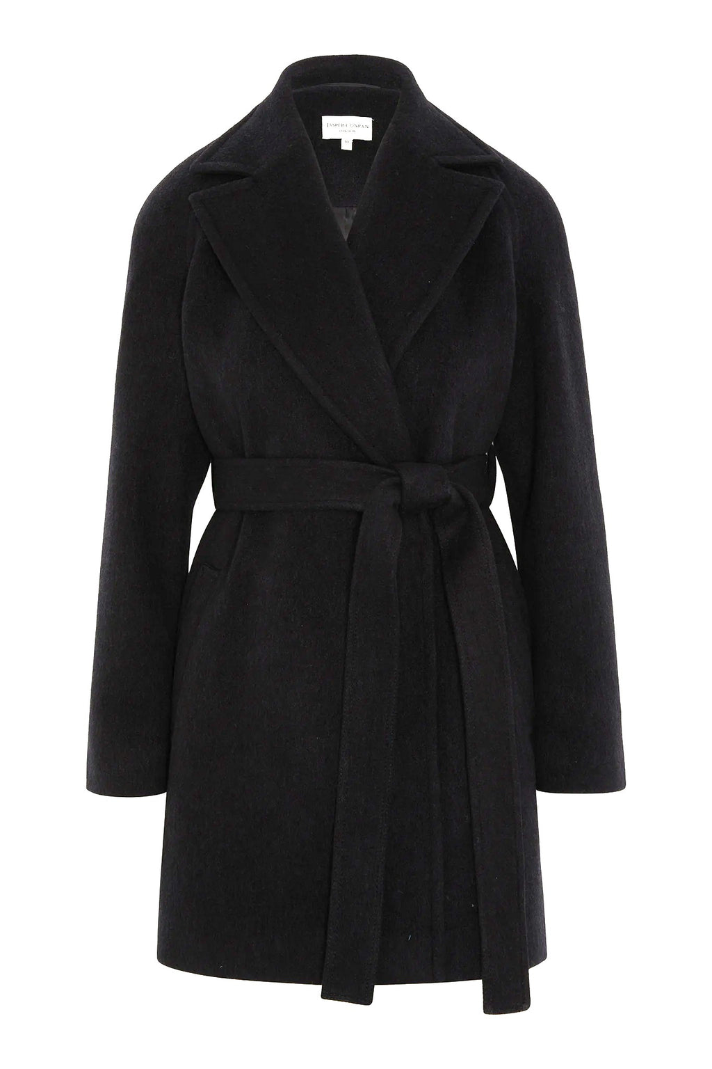 Jasper Conran "Geraldine" Wool Blend Mid-Length Coat in Black