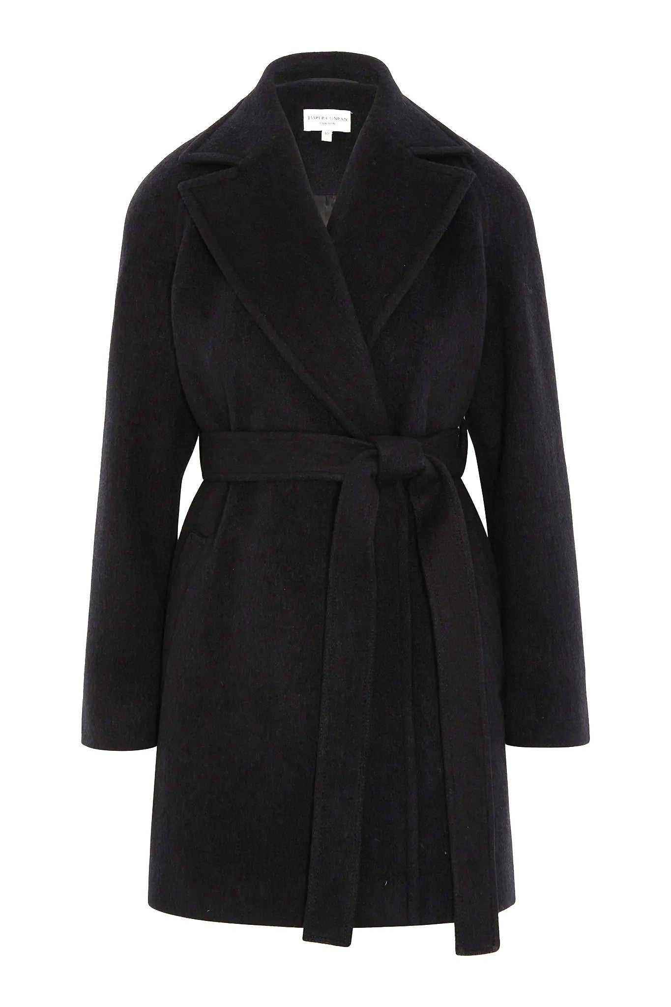 Jasper Conran "Geraldine" Wool Blend Mid-Length Coat in Black