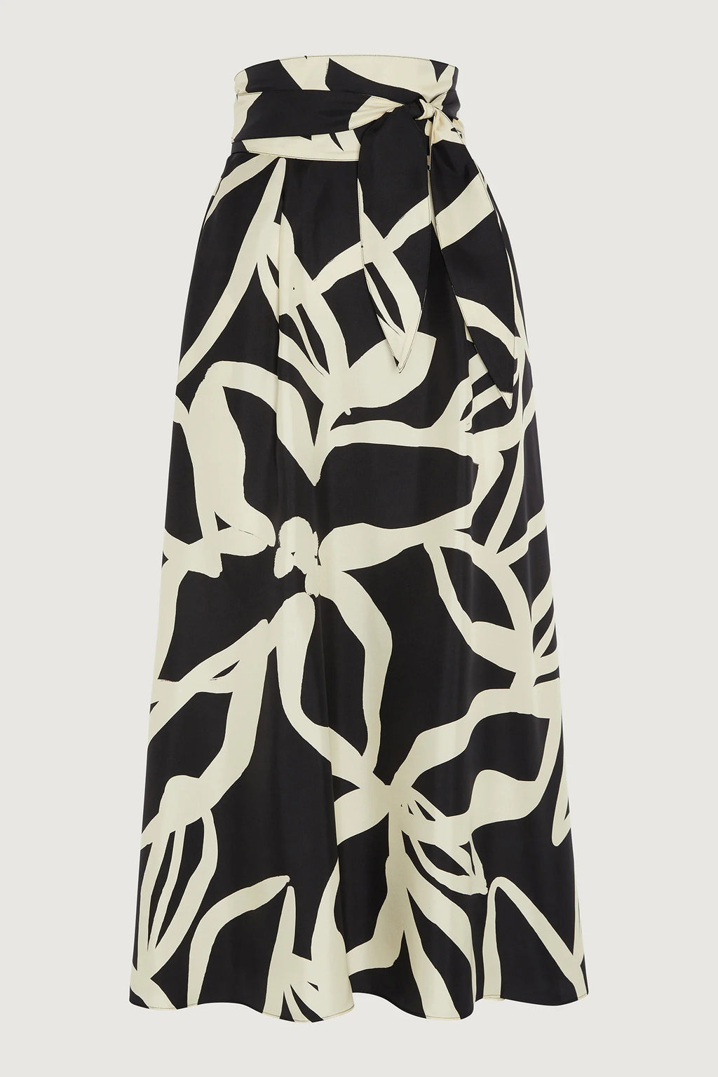 Jasper Conran "Gail" Silk Twill Printed Maxi Skirt in Black