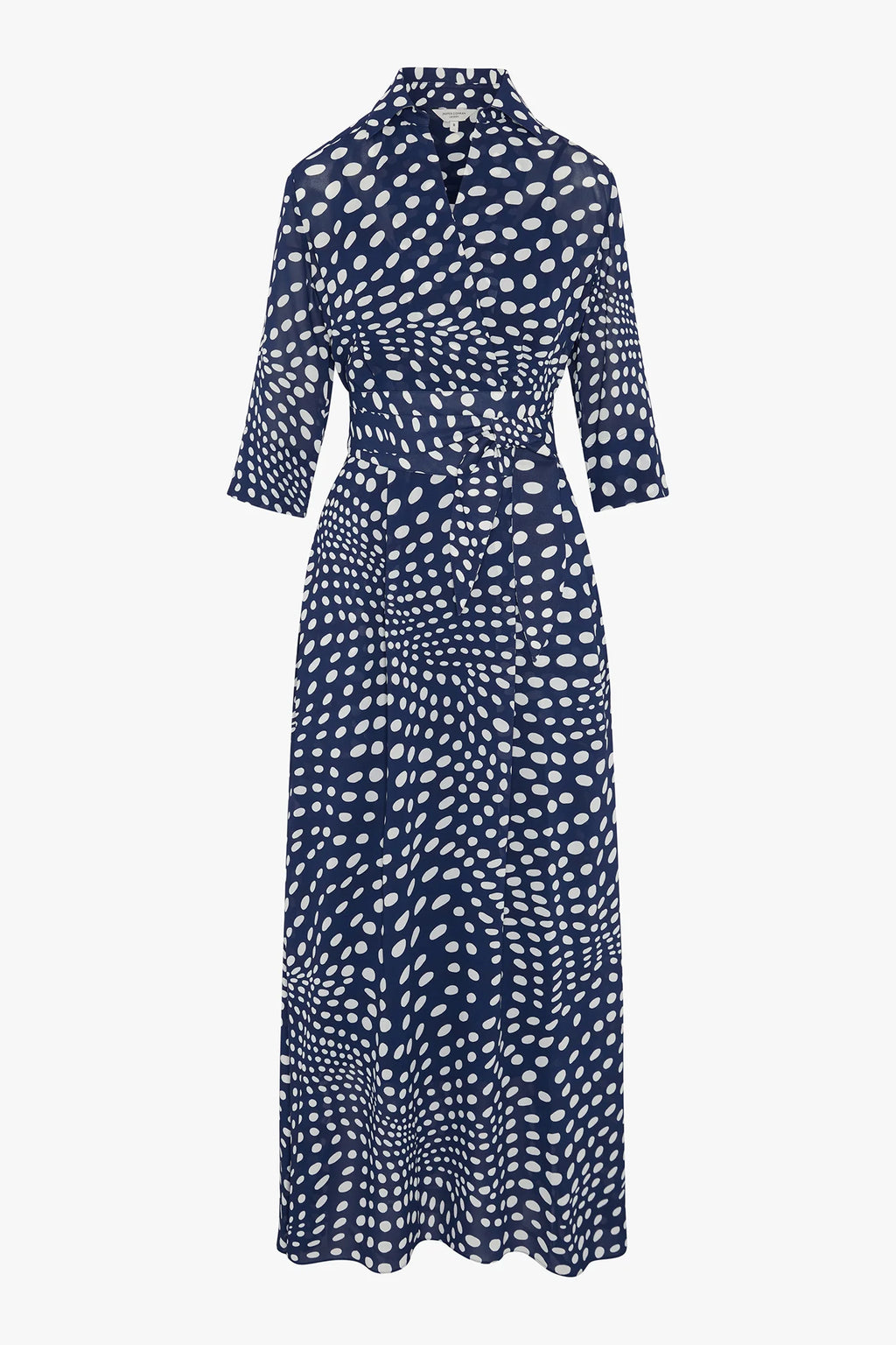 Jasper Conran "Hazel" Printed Georgette Maxi Wrap Dress in Navy