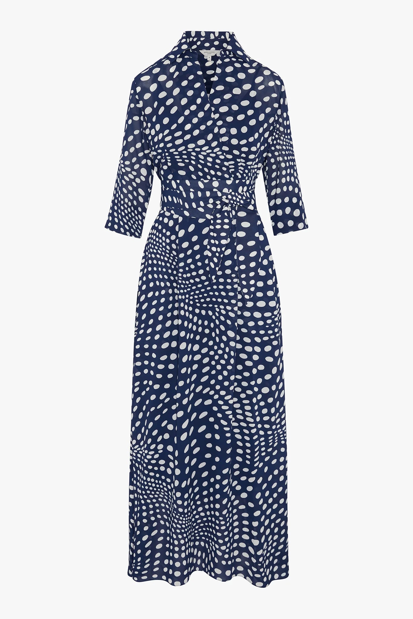 Jasper Conran "Hazel" Printed Georgette Maxi Wrap Dress in Navy