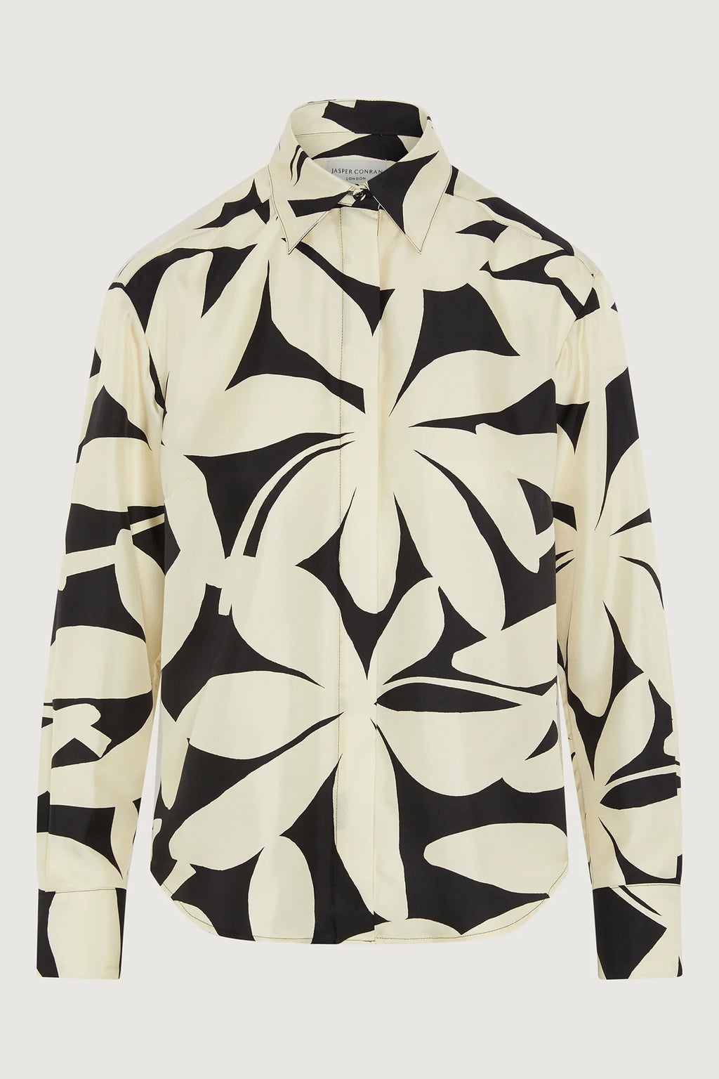 Jasper Conran "Gail" Silk Twill Printed Shirt in Champagne
