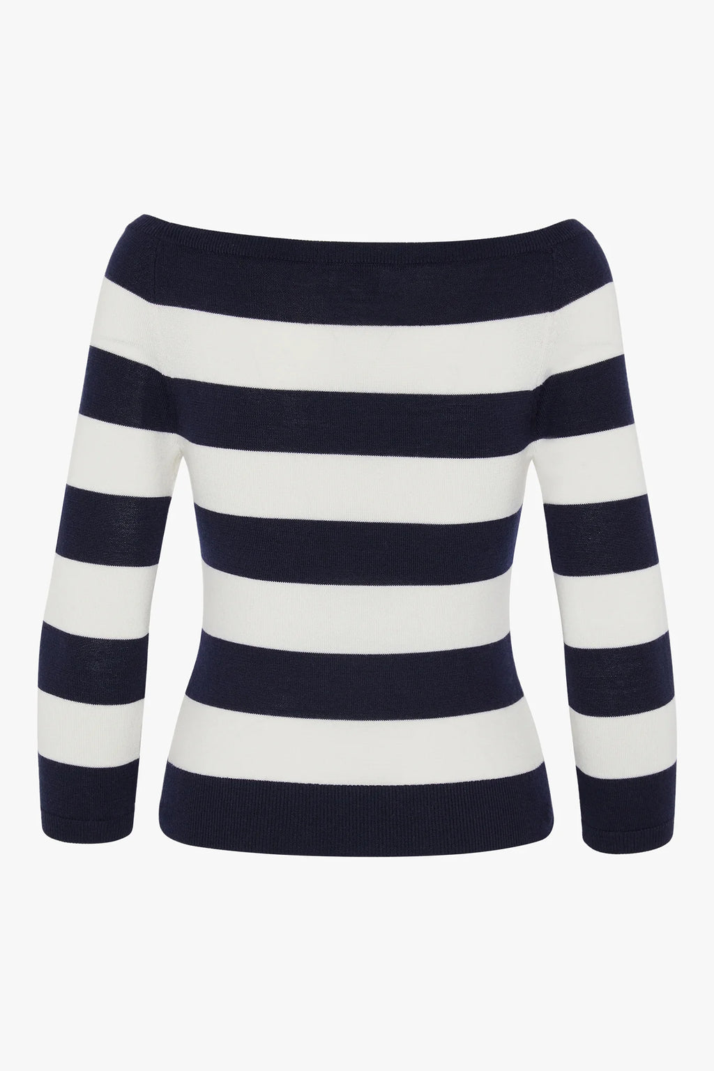 Jasper Conran "Heidi" Slash Neck Knitted Jumper Merino Wool in Navy