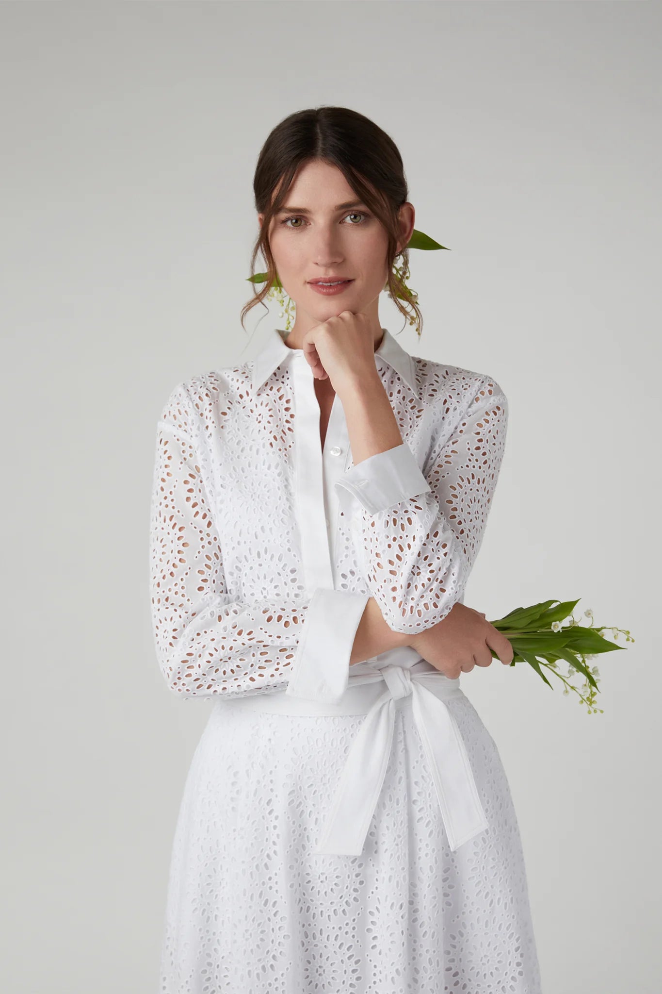 Jasper Conran "Felicia" Broderie Maxi Skirt in White