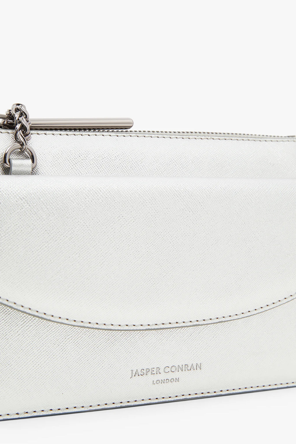 Jasper Conran "Francine" Leather Chain Clutch in Silver