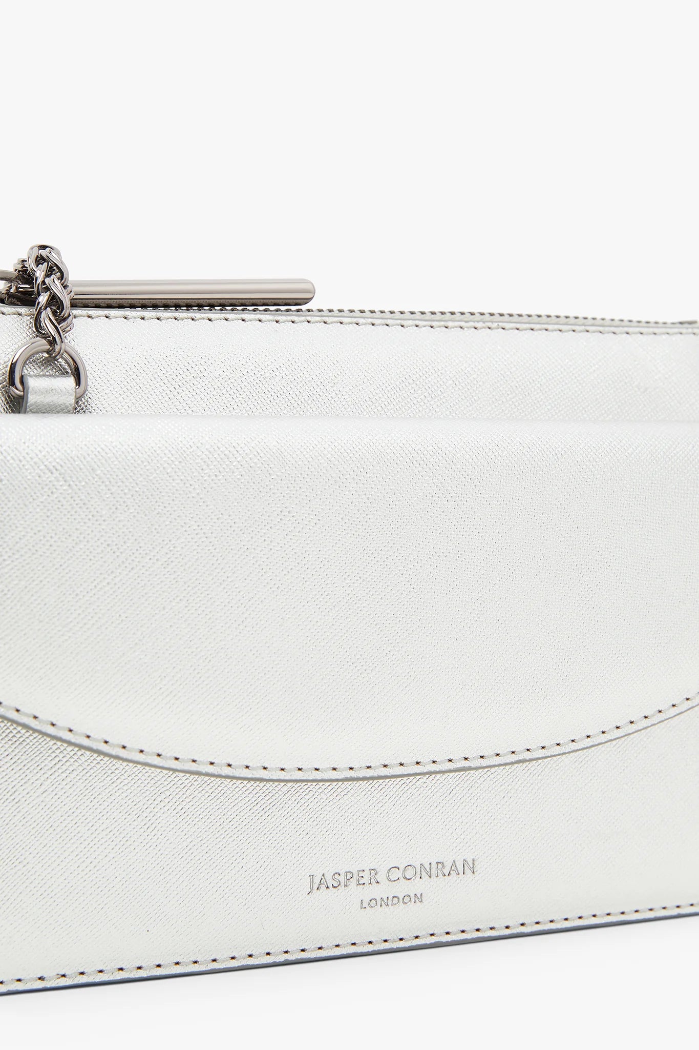 Jasper Conran "Francine" Leather Chain Clutch in Silver