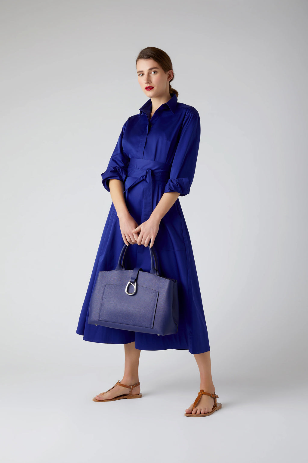 Jasper Conran "Bee" Leather Tote in Cobalt Blue