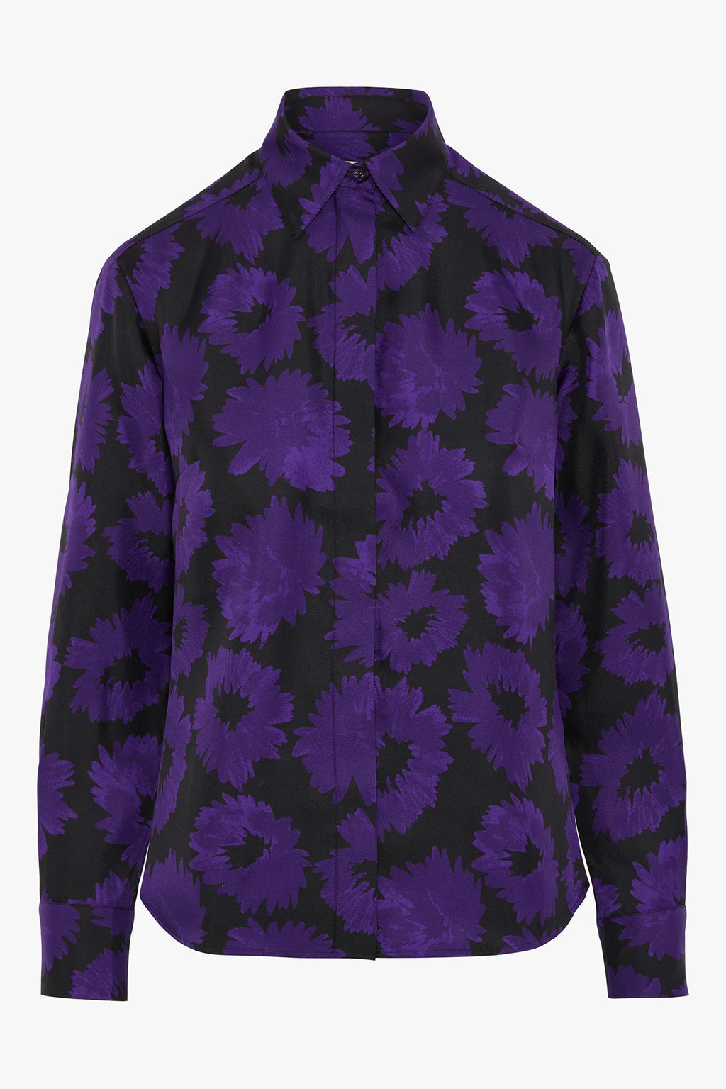 Jasper Conran "Isabella" Silk Twill Printed Shirt in Purple