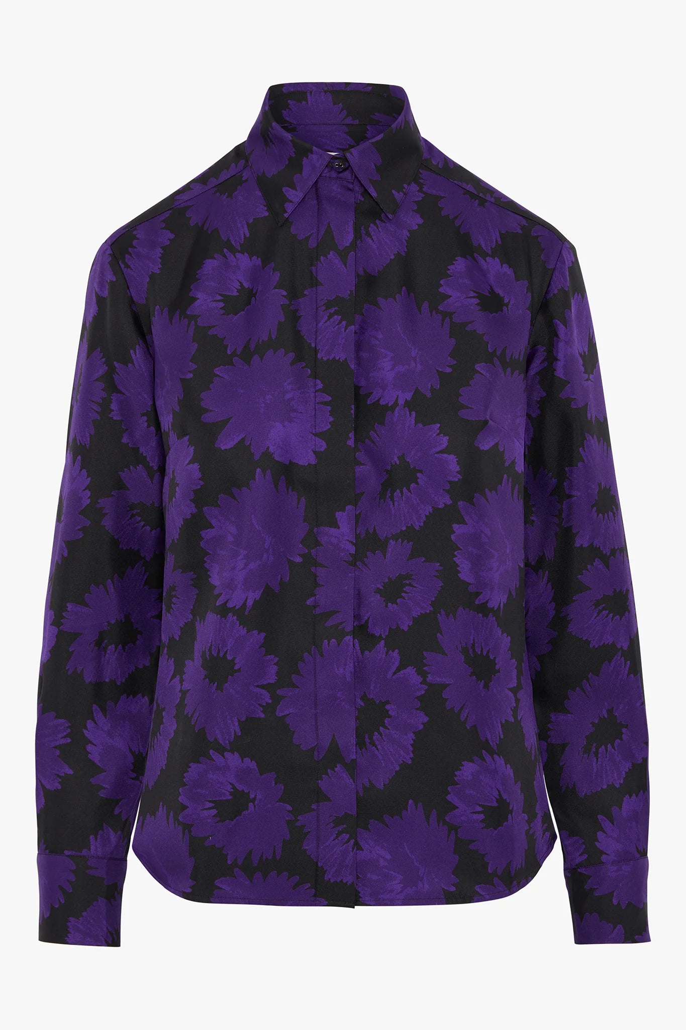 Jasper Conran "Isabella" Silk Twill Printed Shirt in Purple