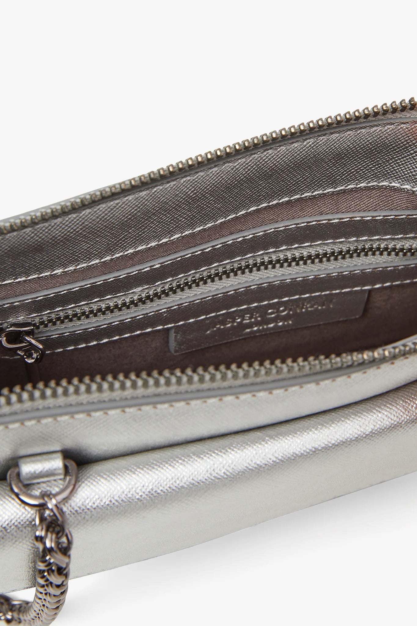 Jasper Conran "Francine" Leather Chain Clutch in Silver