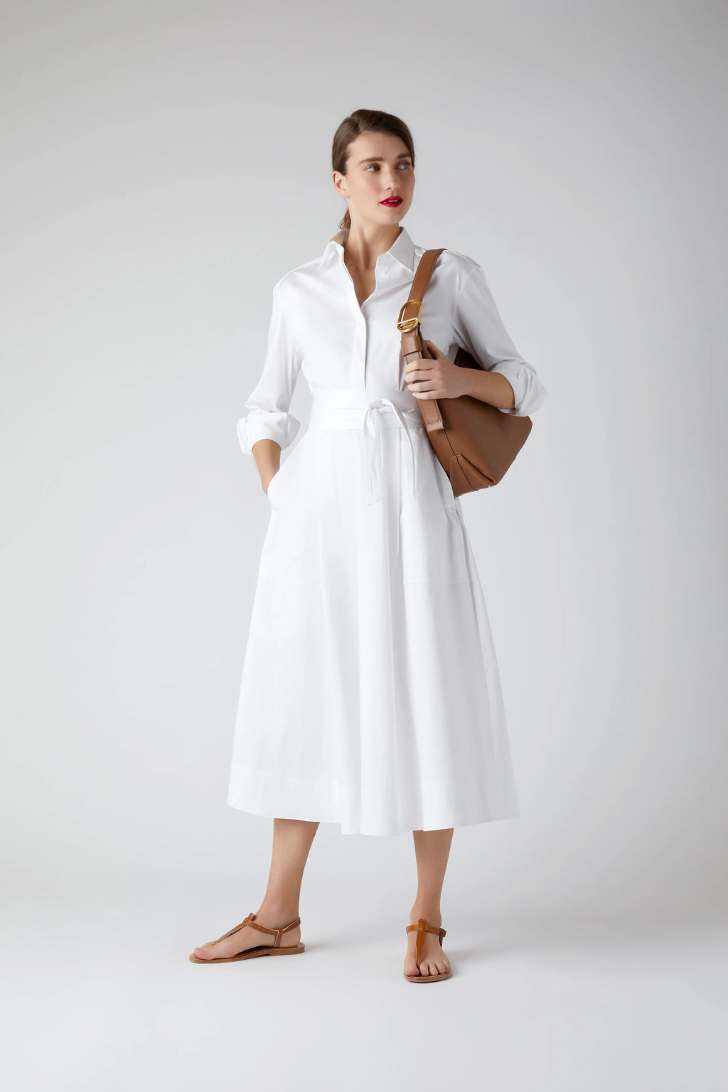 Jasper Conran "Beatrix" Leather Scoop Hobo in Tan