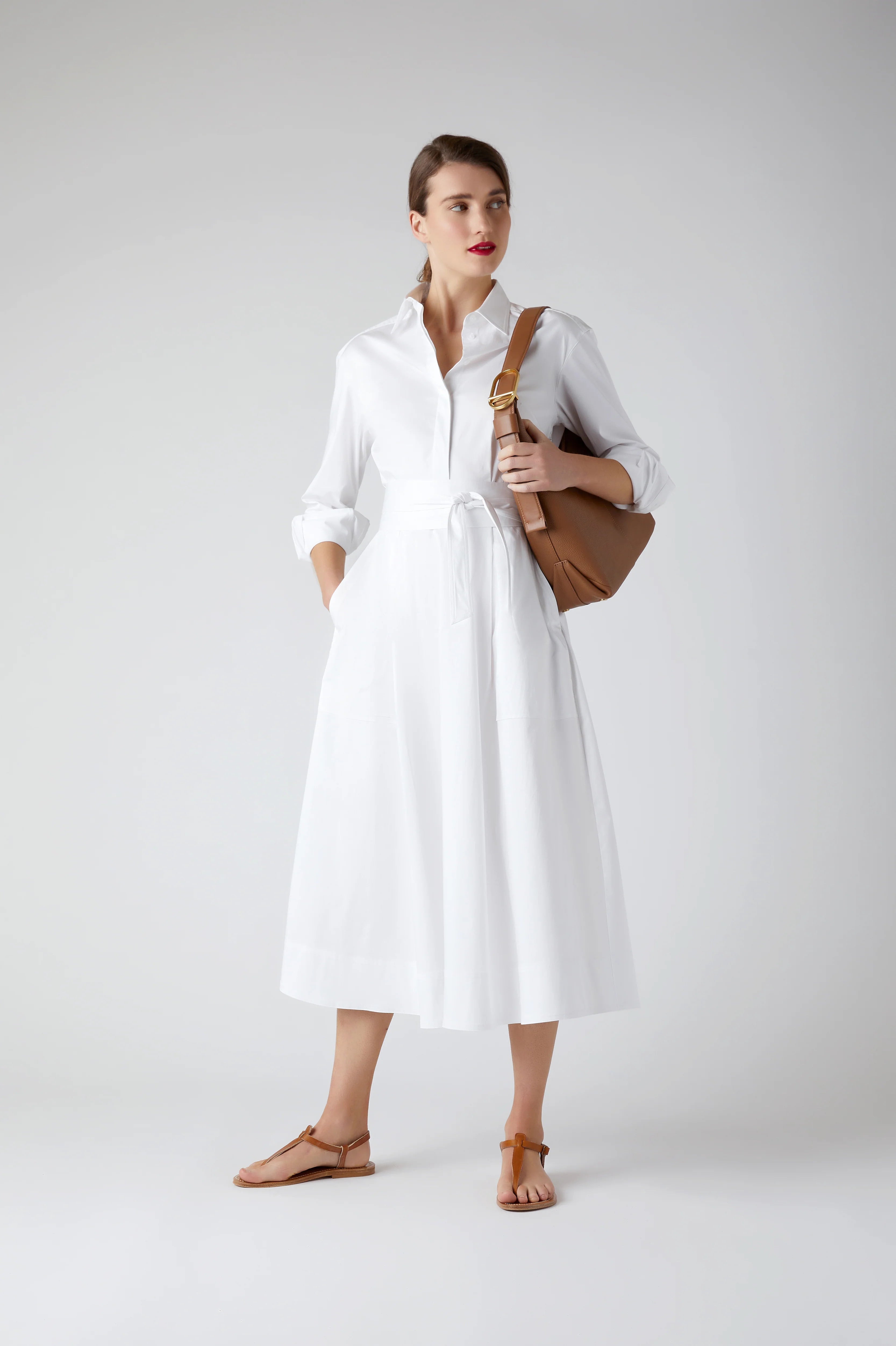 Jasper Conran "Beatrix" Leather Scoop Hobo in Tan