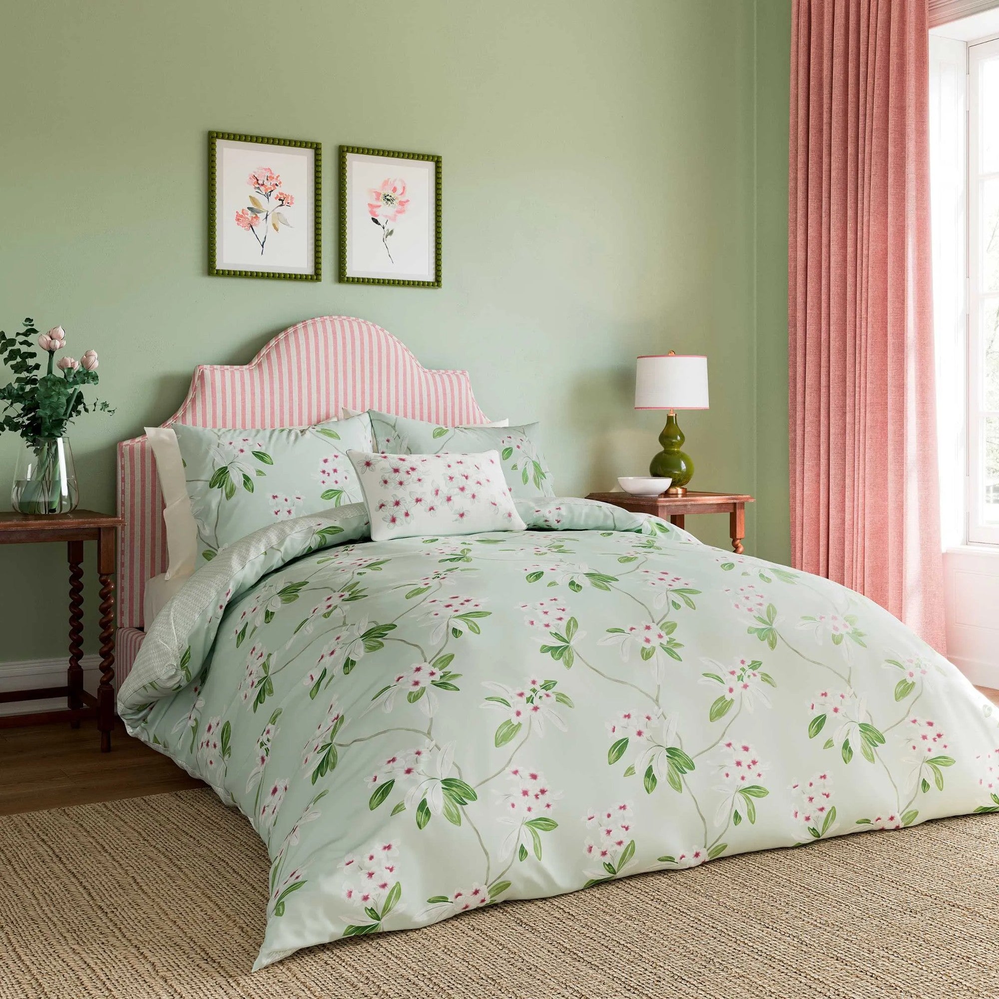 Oleander Filled Cushion in Aqua