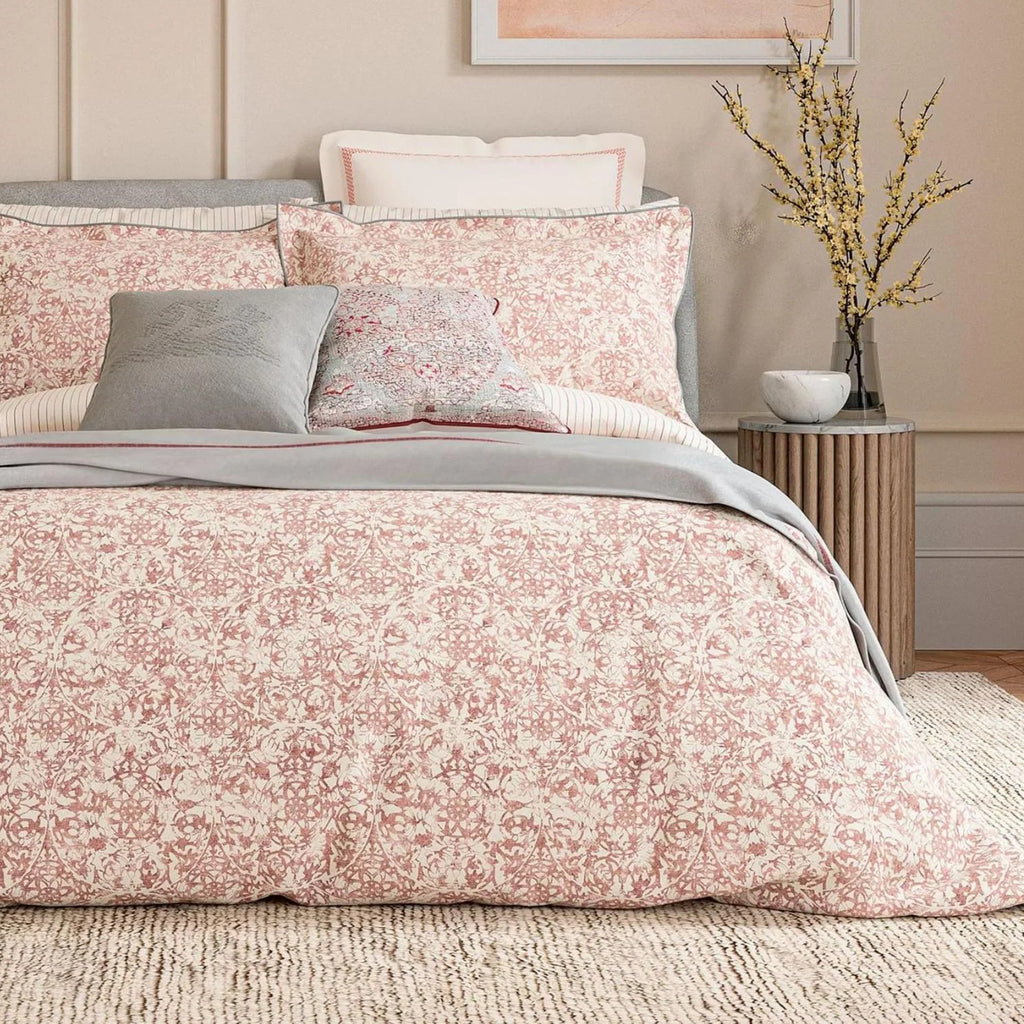 Bedeck of Belfast "Celina" Duvet Cover and Oxford Pillowcase in Coral