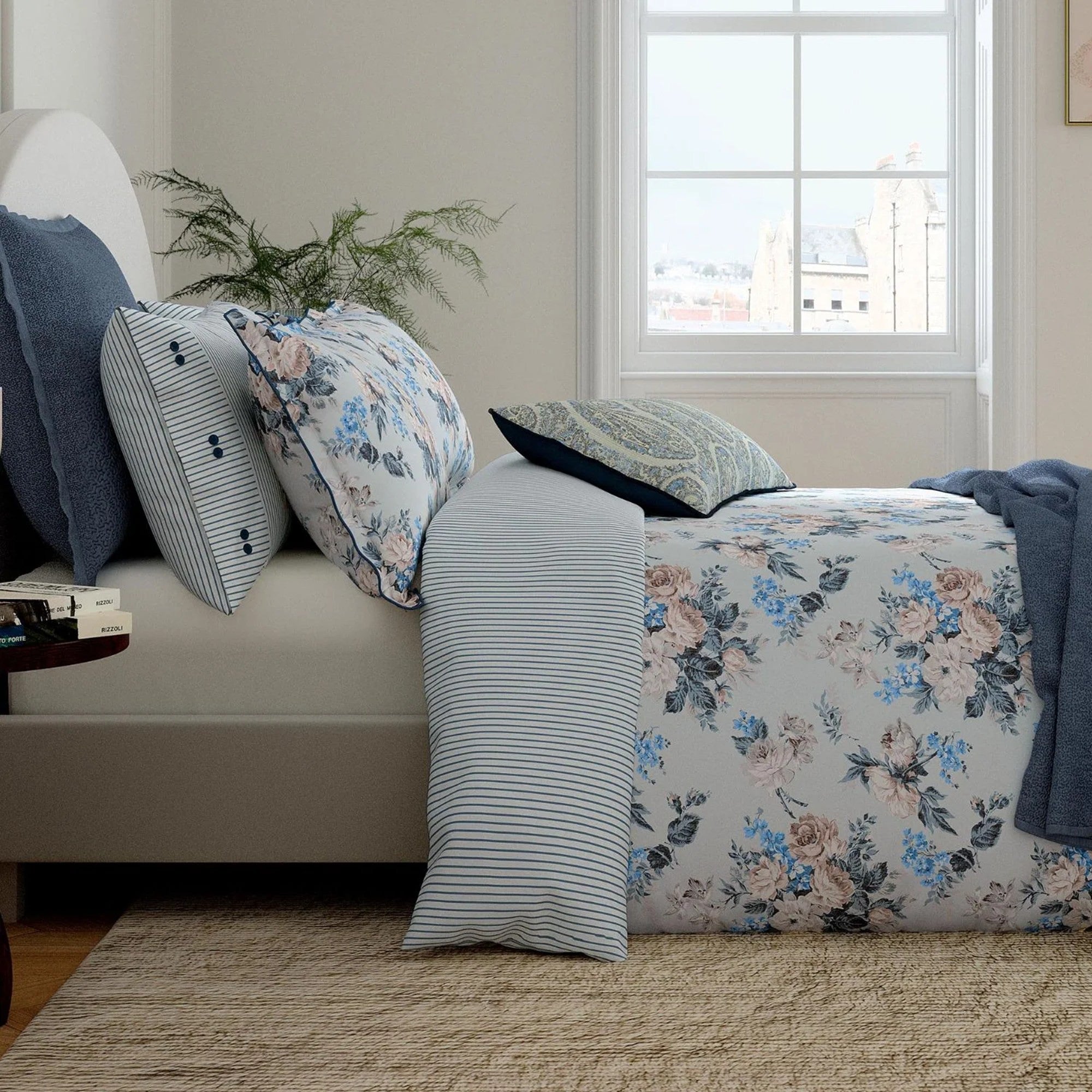 Bedeck of Belfast "Delphine" Duvet Cover and Oxford Pillowcase in Chambray Blue