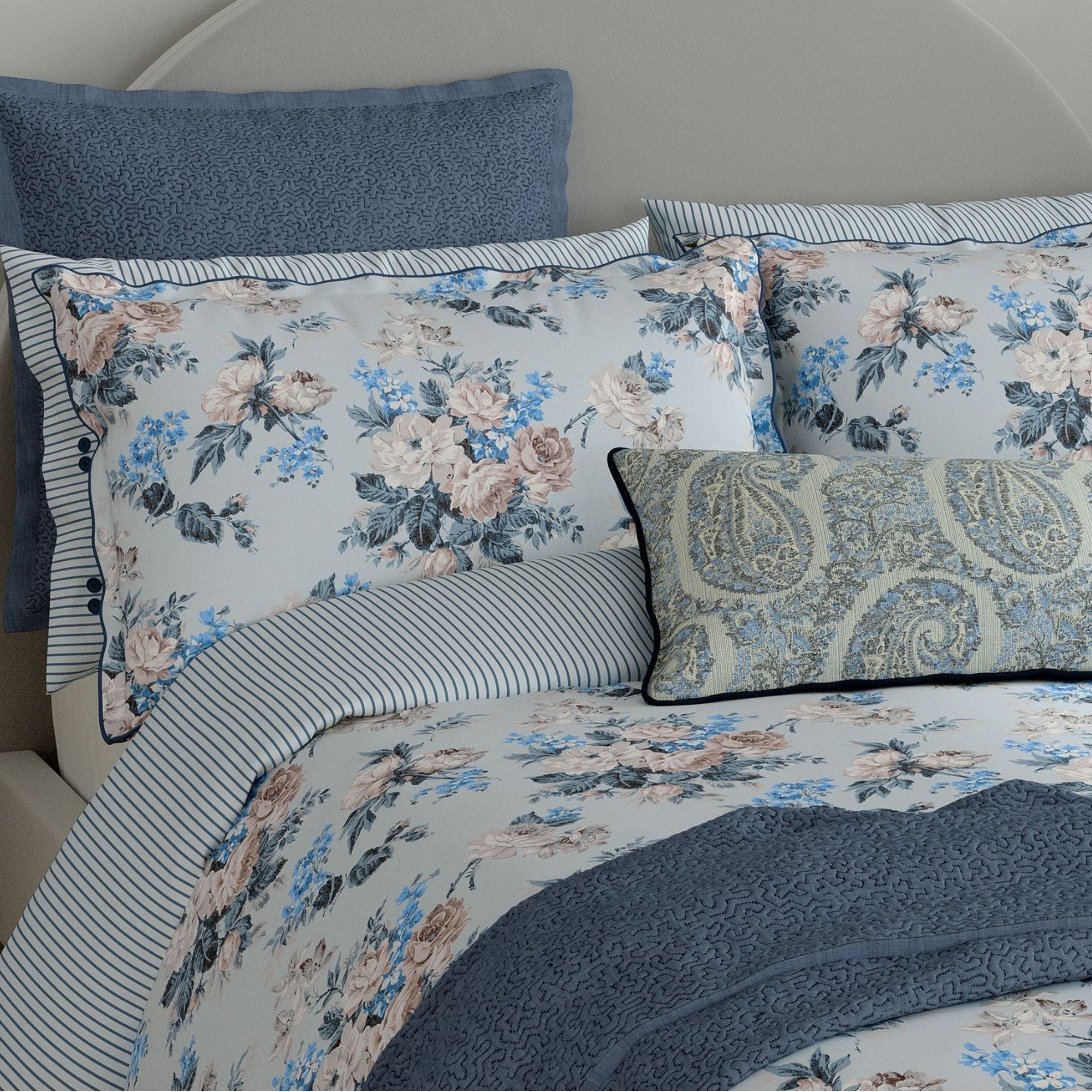 Bedeck of Belfast "Delphine" Duvet Cover and Oxford Pillowcase in Chambray Blue
