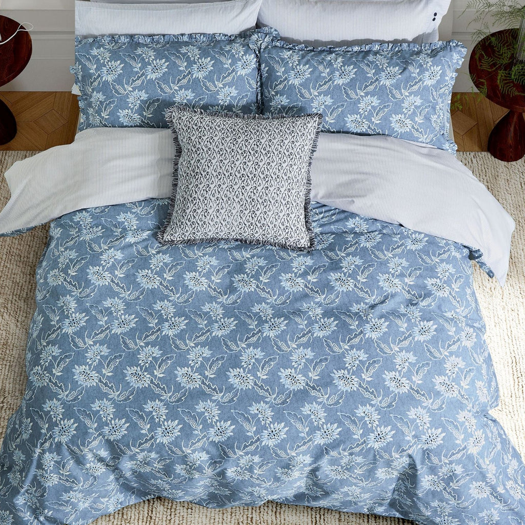 Miya Duvet Cover Set in Chambray Blue