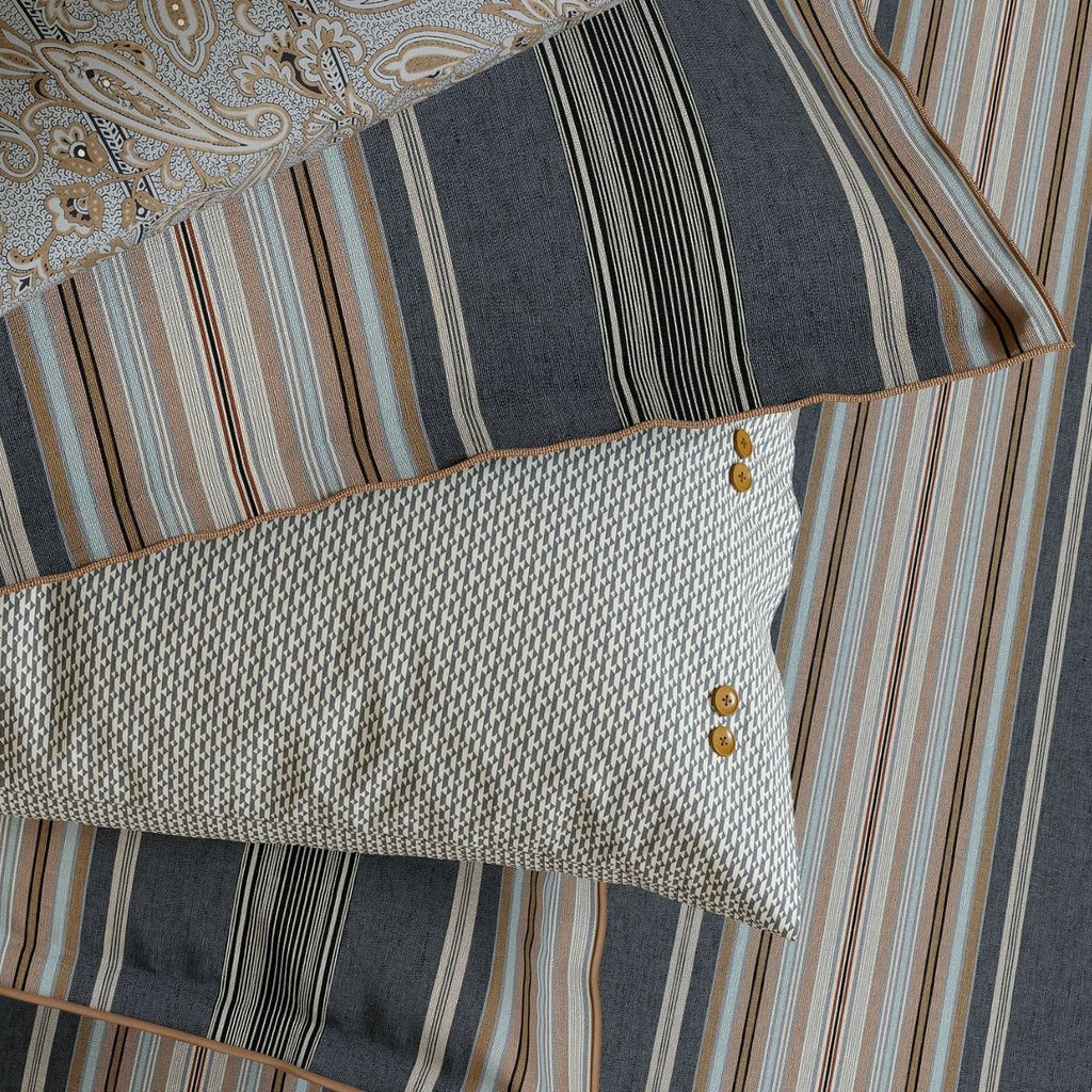 Oscar Duvet Cover Set in Charcoal & Tan