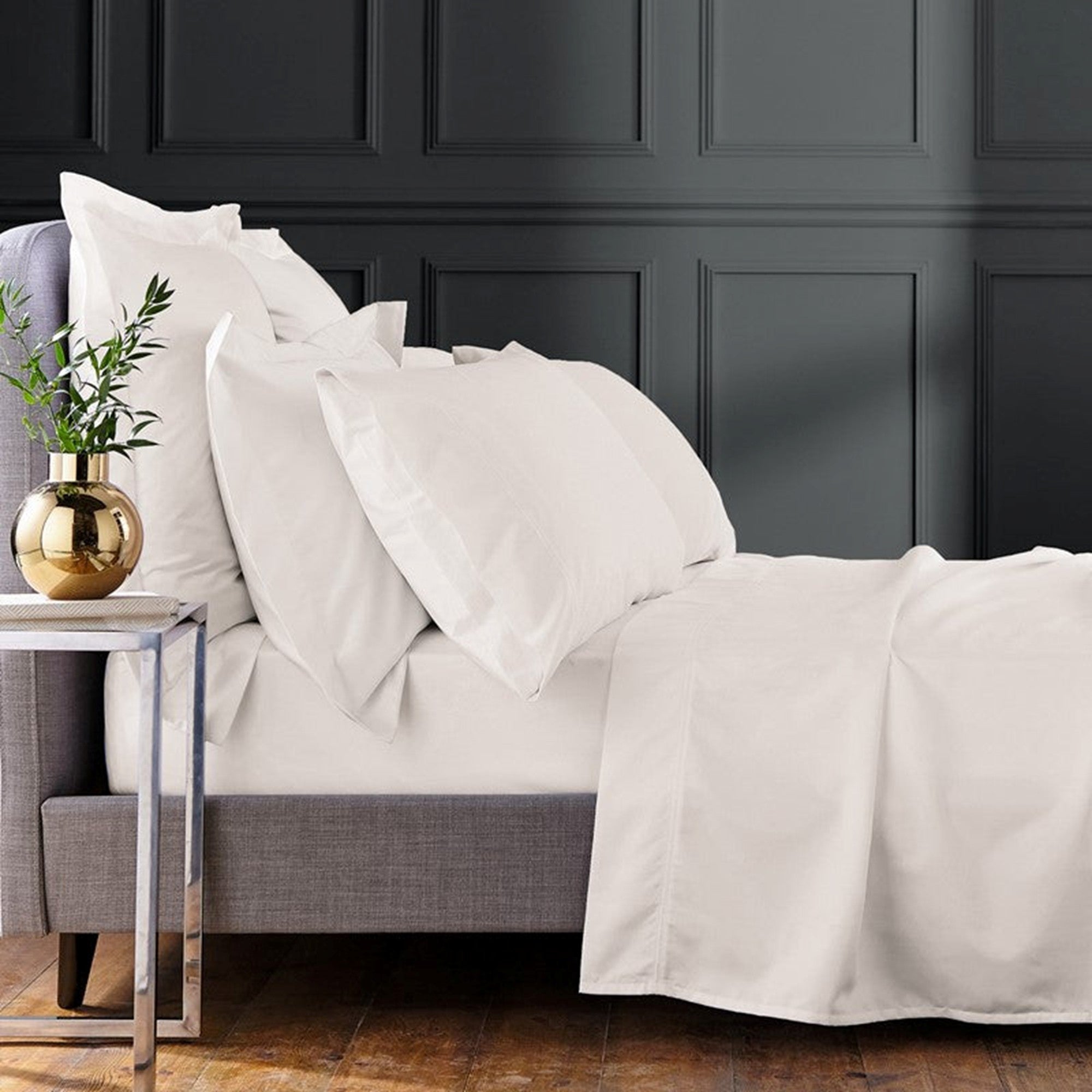 1000TC Egyptian Cotton Sateen Fitted Sheet in Chalk