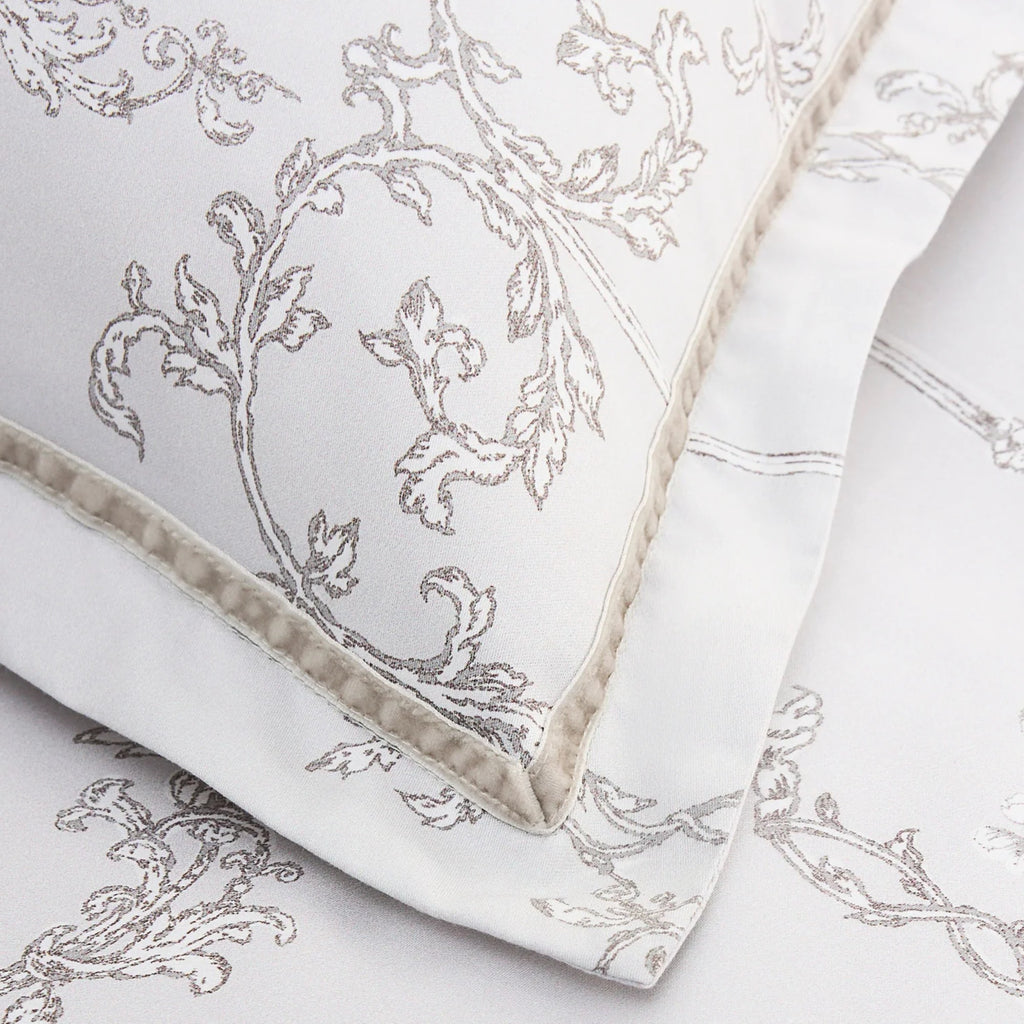 Christy "Ambroise Oyster" Duvet Cover Set in Cream / Silver