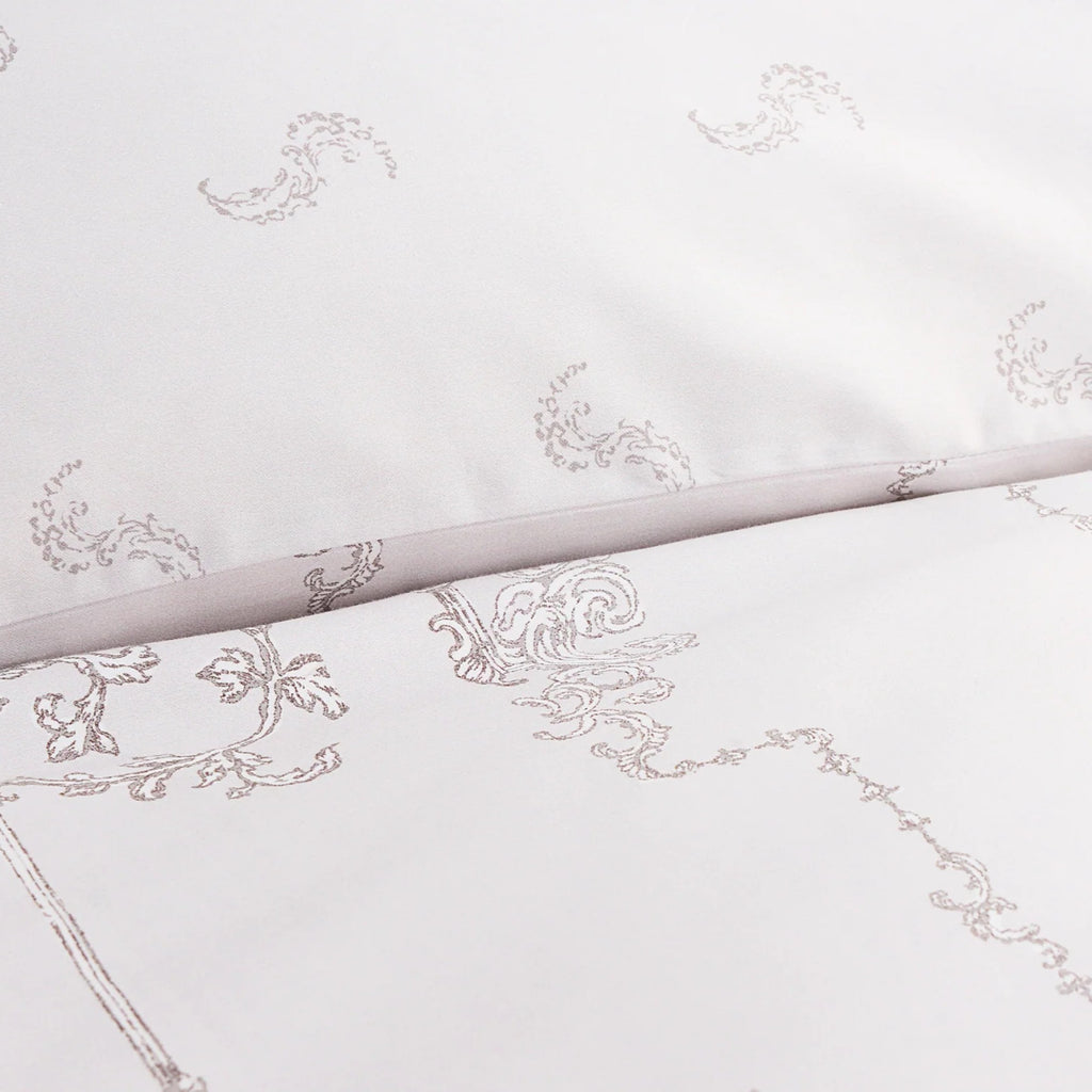 Christy "Ambroise Oyster" Duvet Cover Set in Cream / Silver