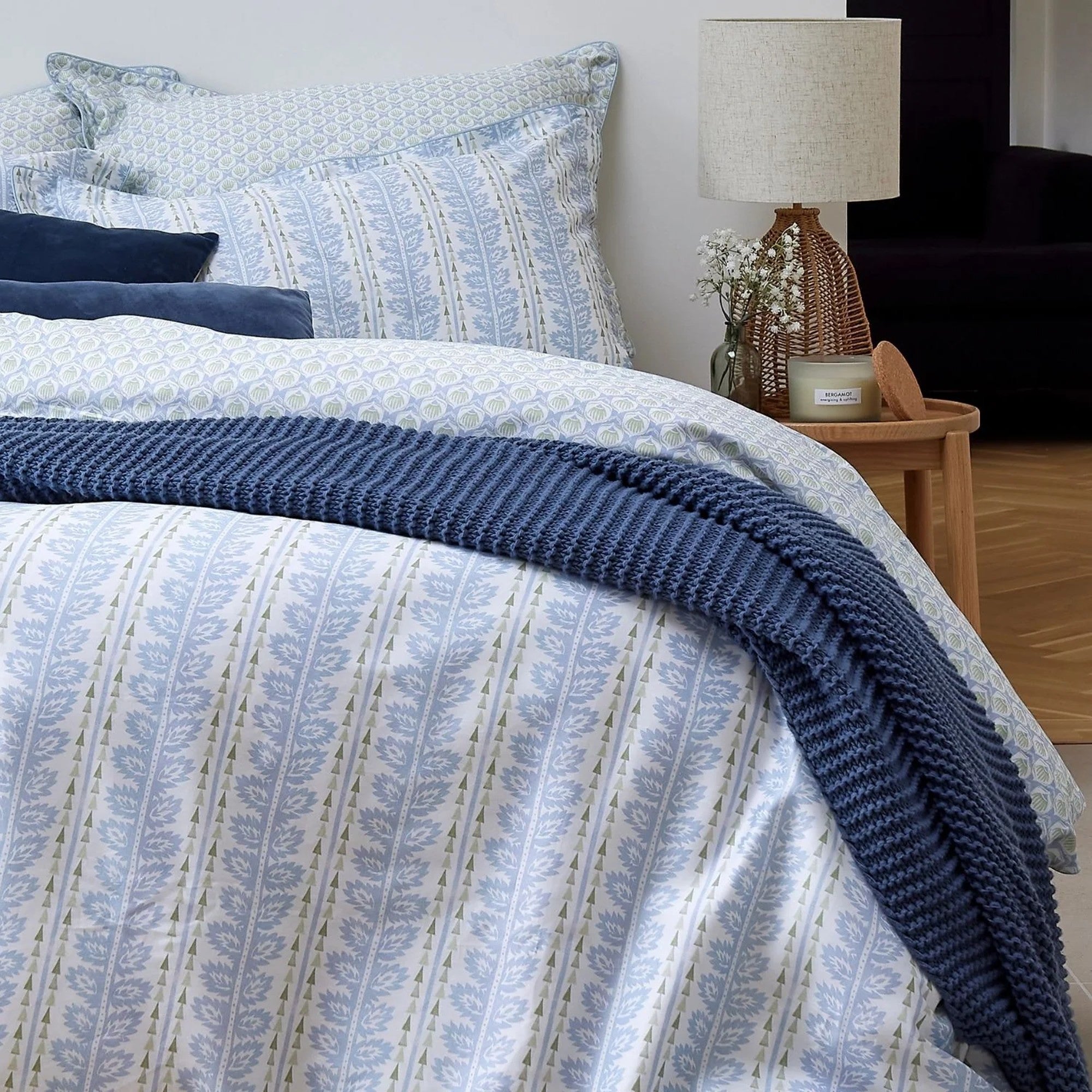 Christy "Folia" Duvet Cover Sets in Powder Blue