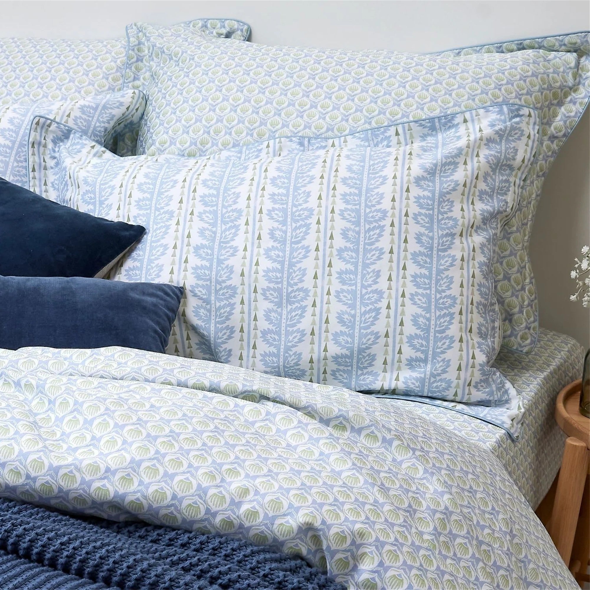 Christy "Folia" Duvet Cover Sets in Powder Blue