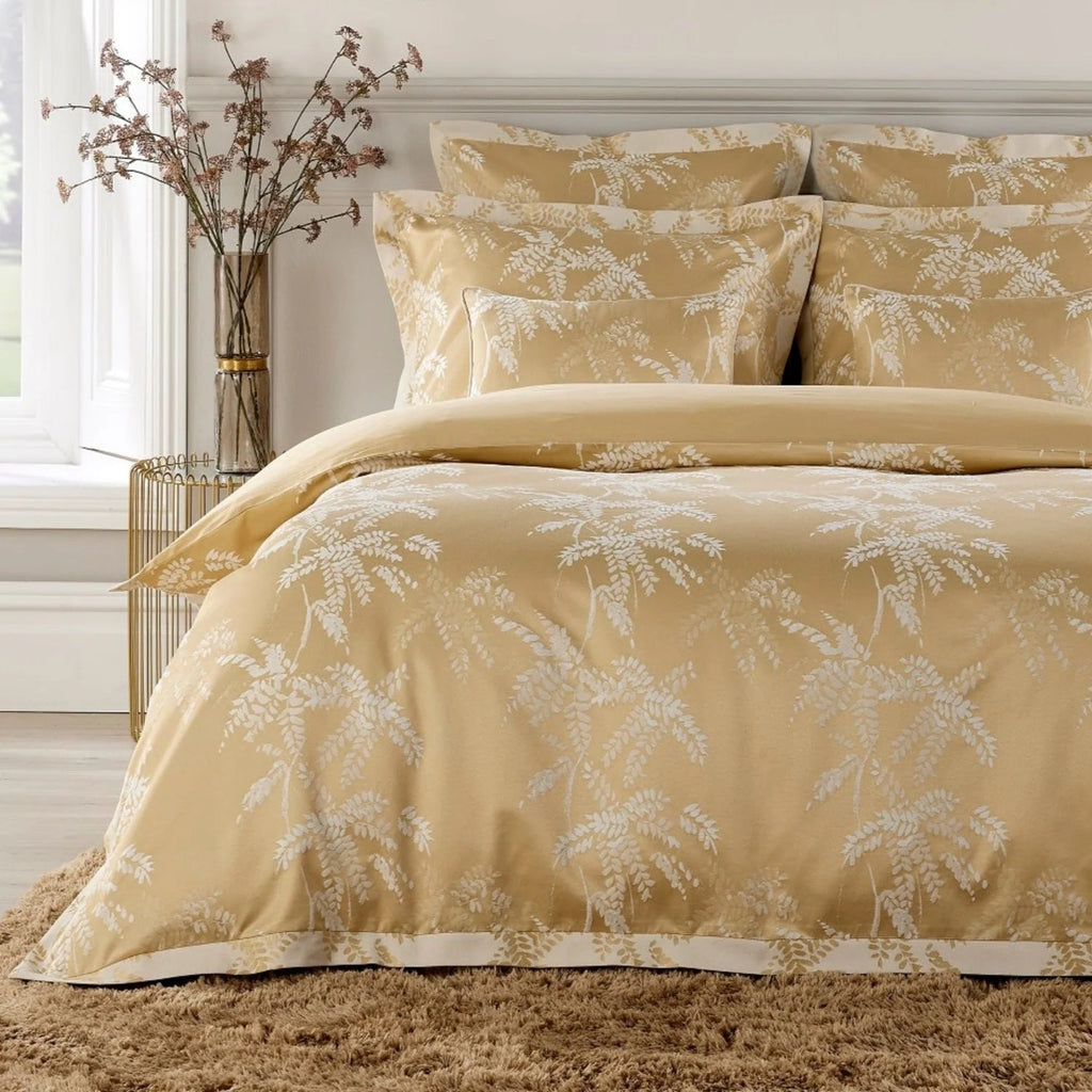 Christy "Holkham" Jacquard Duvet Cover Sets in Wheat (Gold)