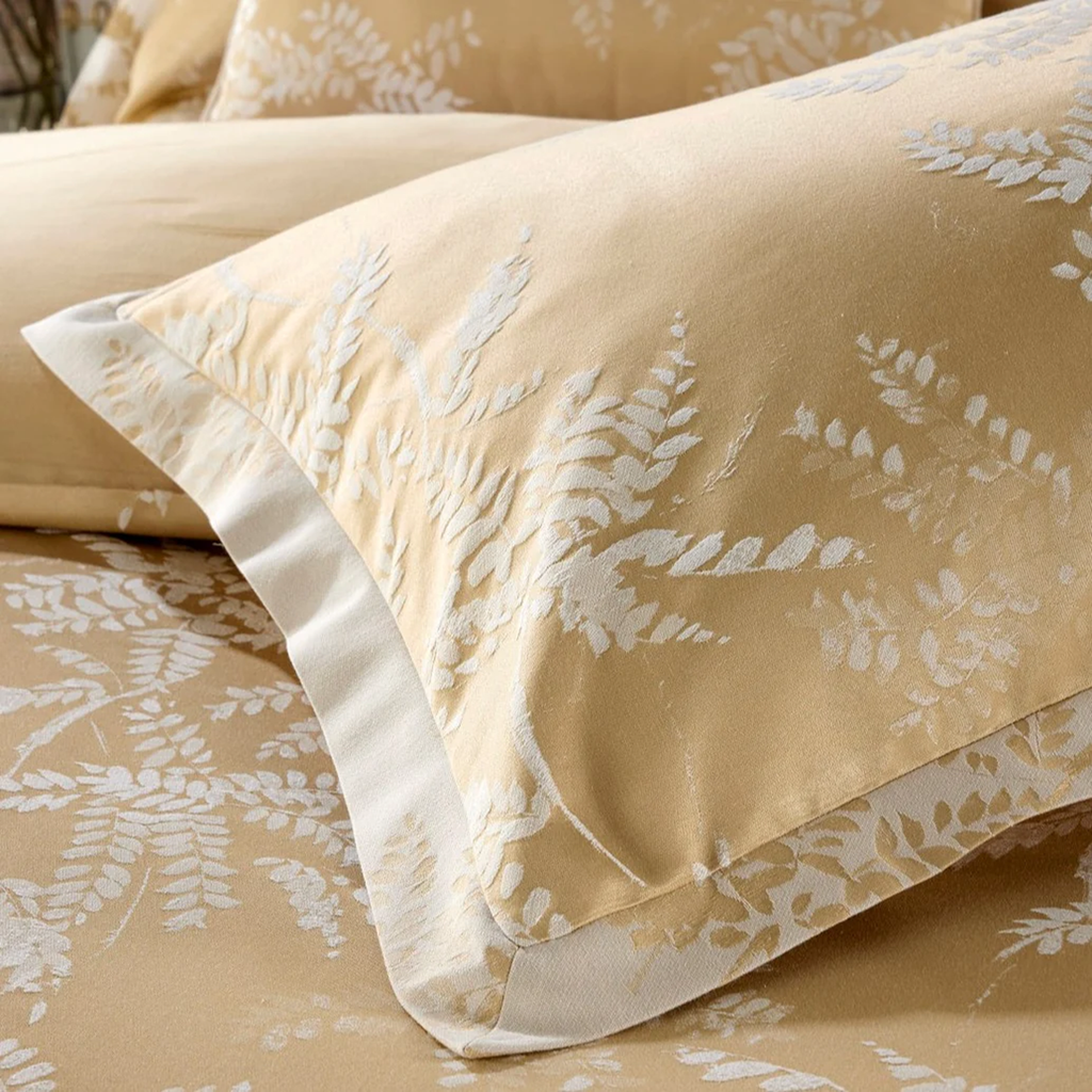 Christy "Holkham" Jacquard Duvet Cover Sets in Wheat (Gold)