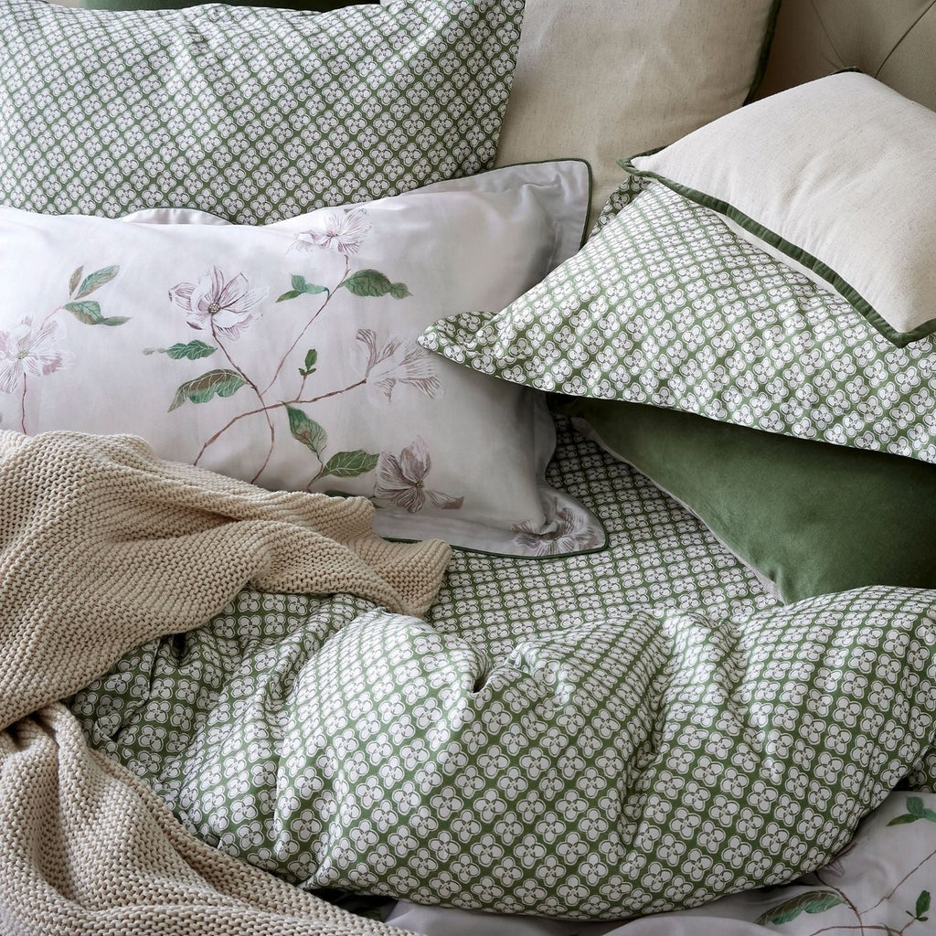 Christy "Magnolia" Duvet Cover Sets in Olive