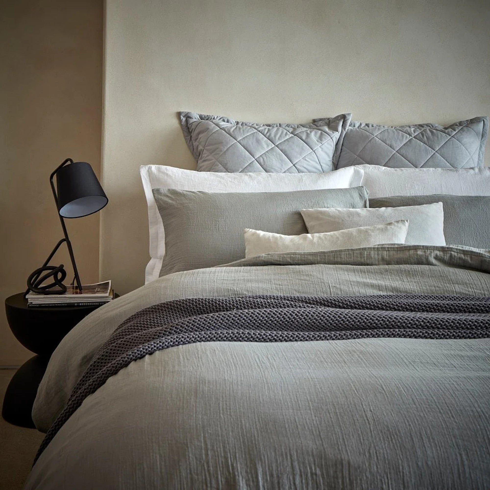 Christy Organic Cotton "Retreat" Plain Dyed Sheets & Duvet Covers in Grey