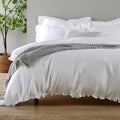 Christy Organic Cotton "Retreat Ruffle" Plain Dyed Duvet Cover Sets in White